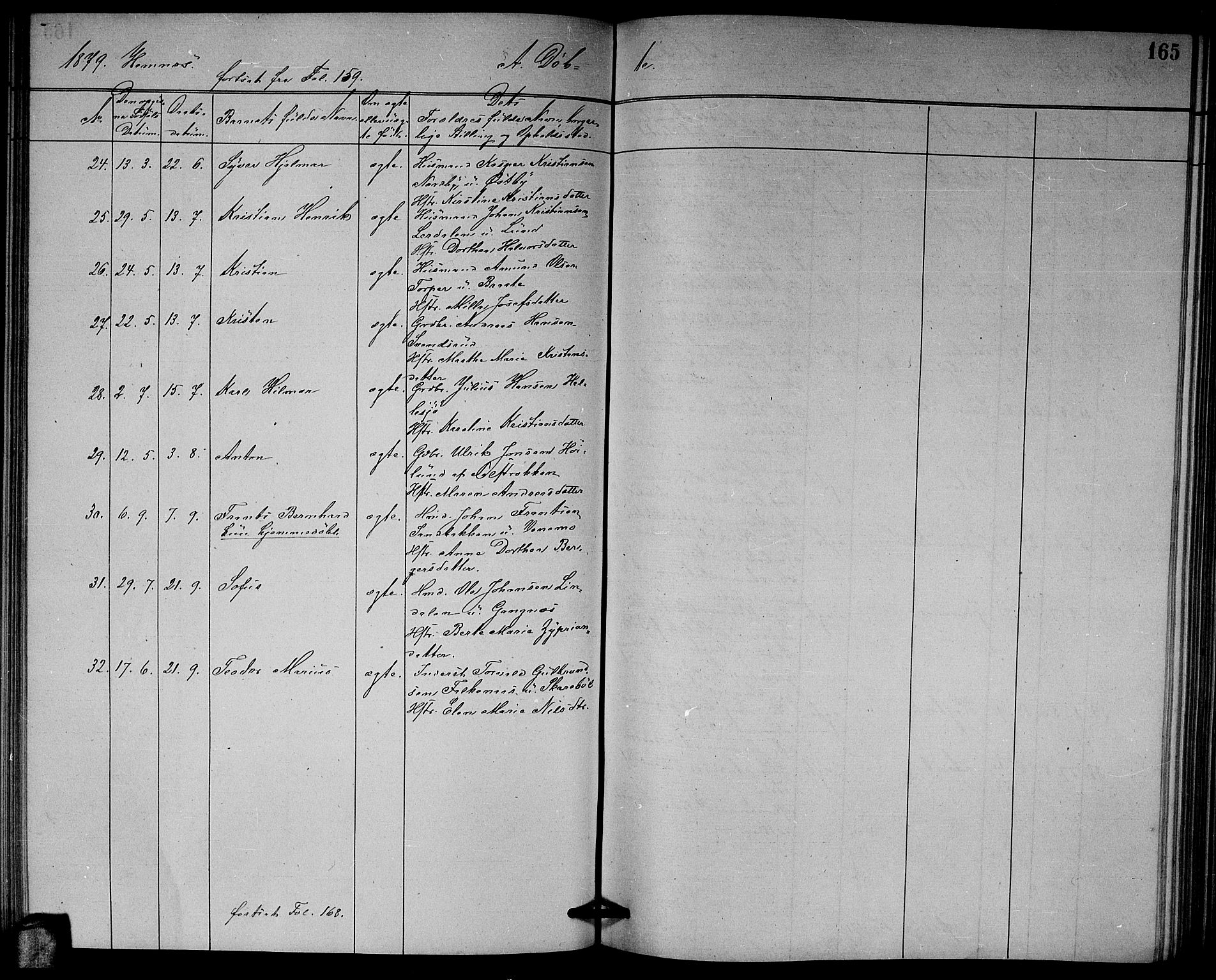 Høland prestekontor Kirkebøker, AV/SAO-A-10346a/G/Ga/L0006: Parish register (copy) no. I 6, 1869-1879, p. 165