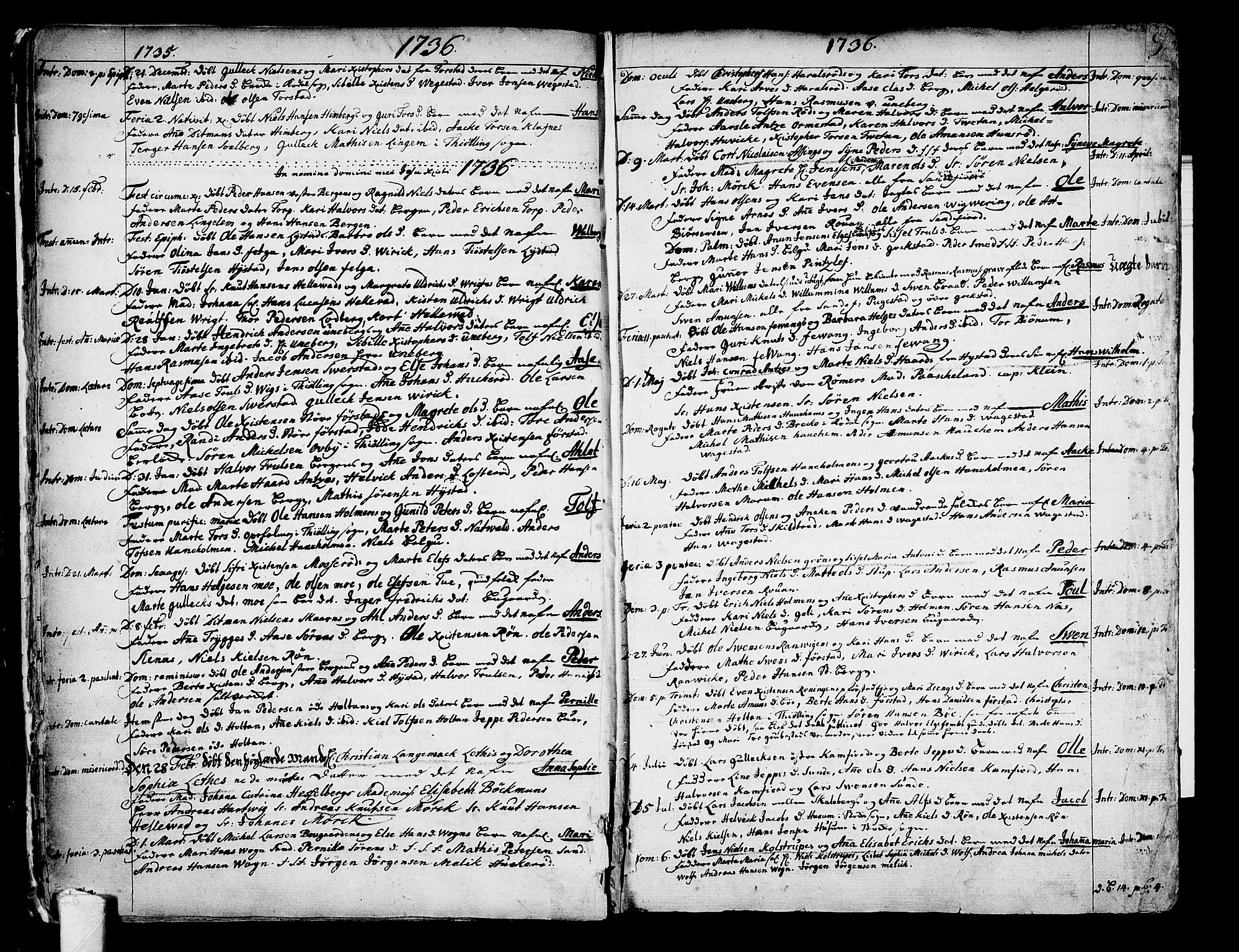 Sandar kirkebøker, SAKO/A-243/F/Fa/L0002: Parish register (official) no. 2, 1733-1788, p. 9