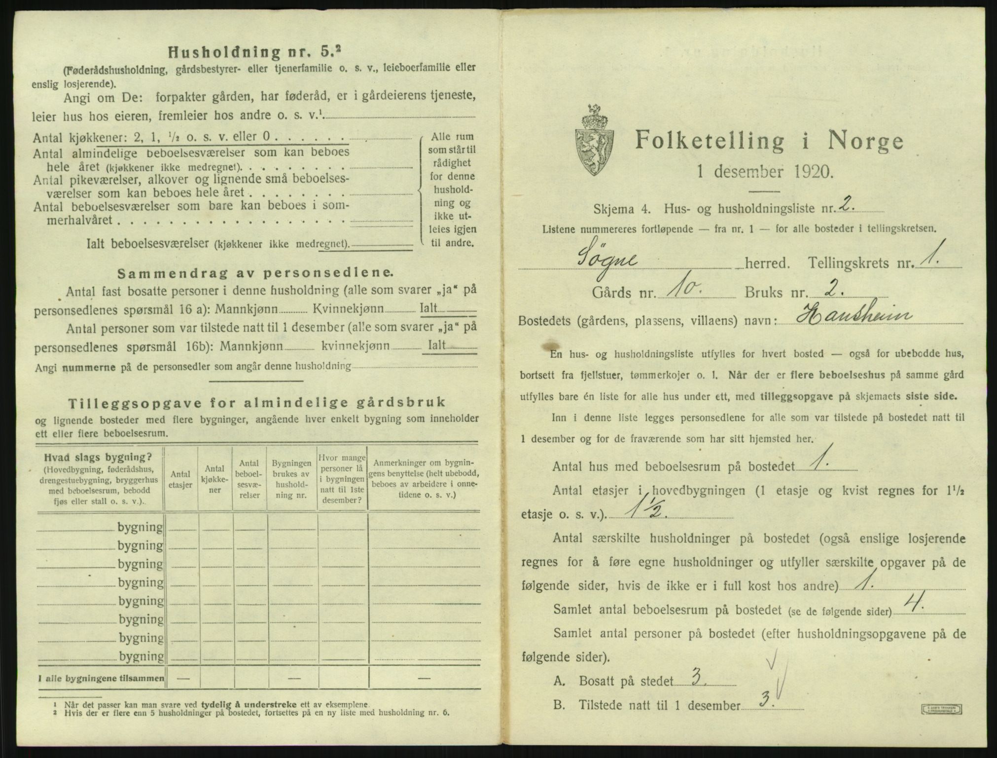 SAK, 1920 census for Søgne, 1920, p. 59