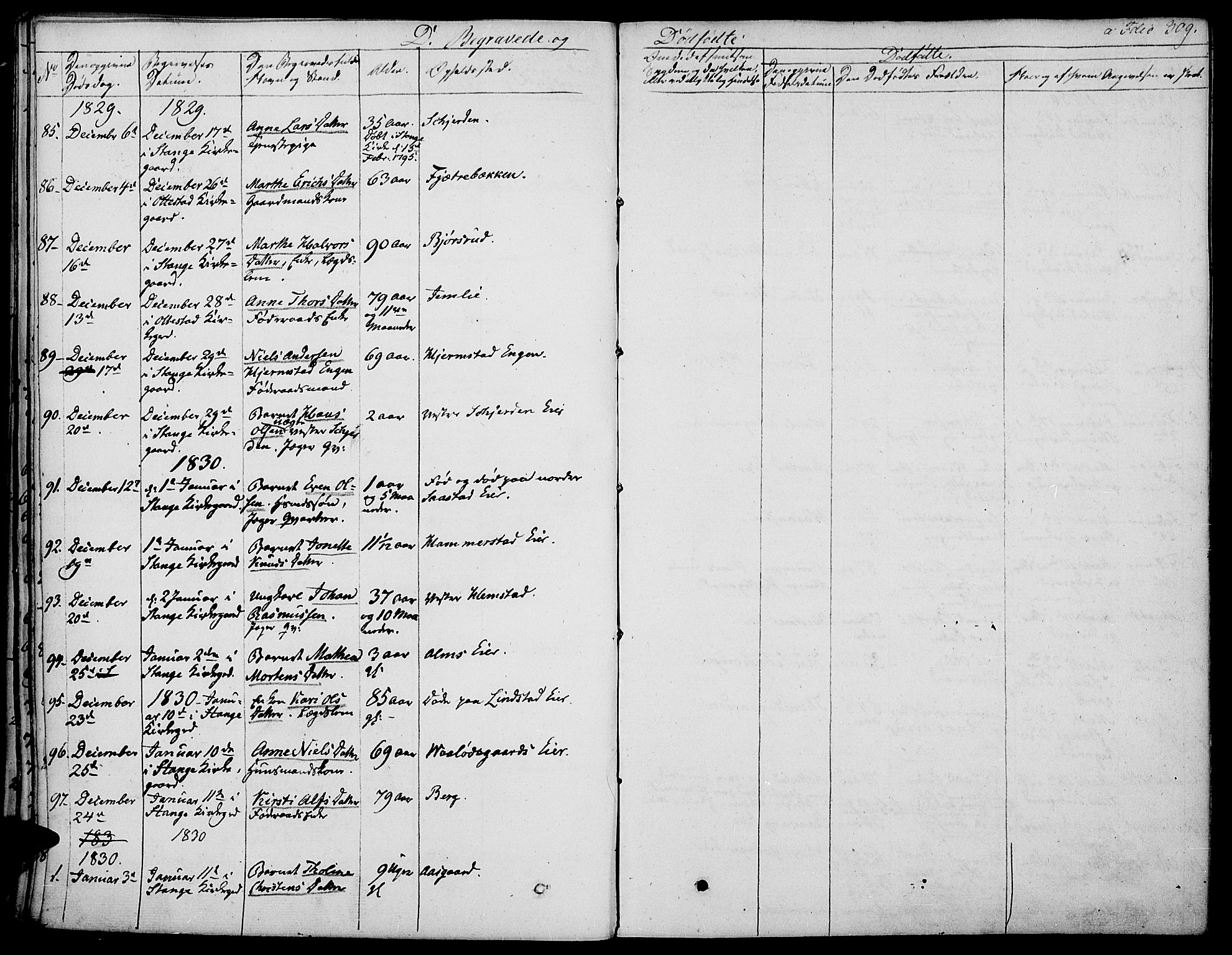 Stange prestekontor, SAH/PREST-002/K/L0009: Parish register (official) no. 9, 1826-1835, p. 309