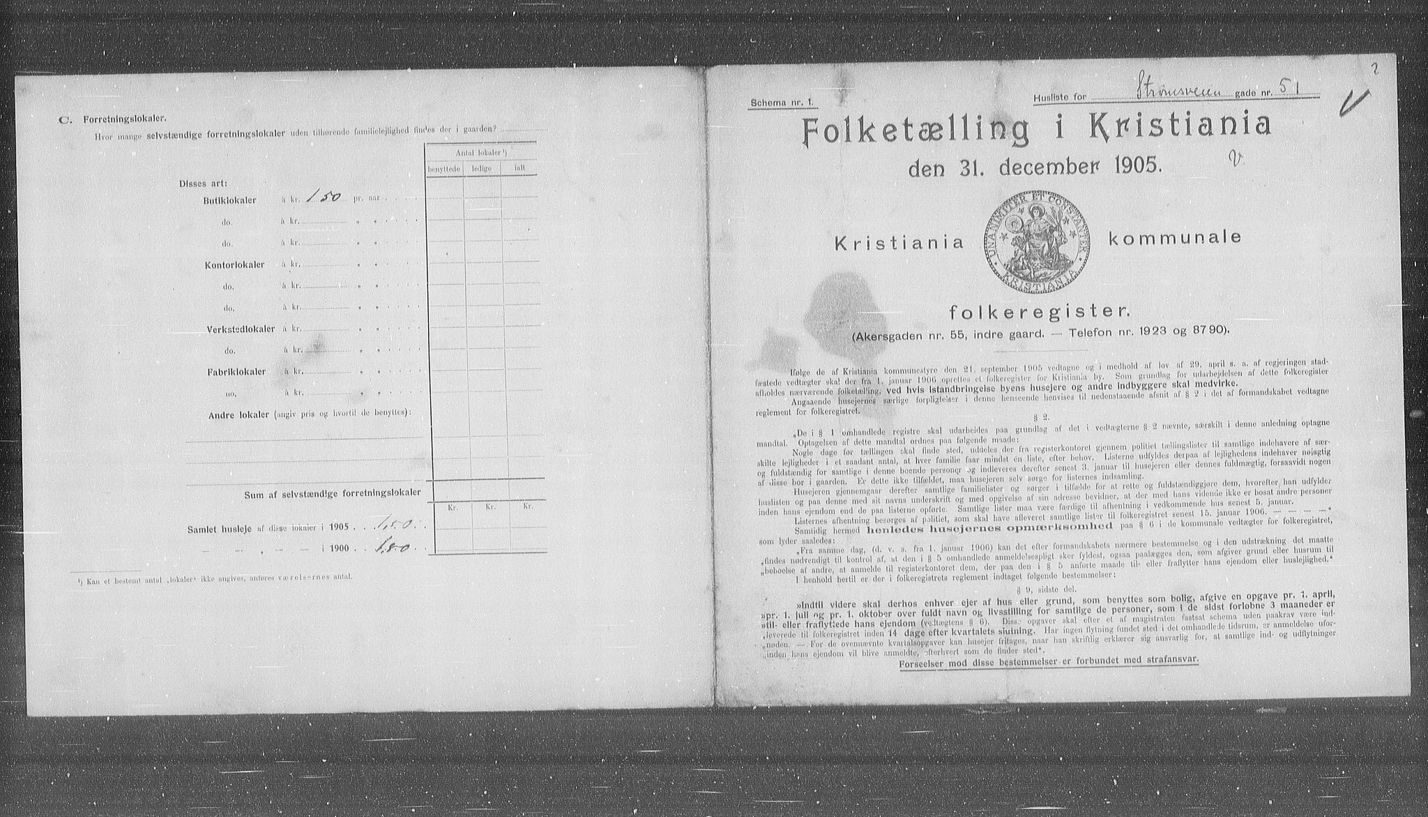 OBA, Municipal Census 1905 for Kristiania, 1905, p. 54652