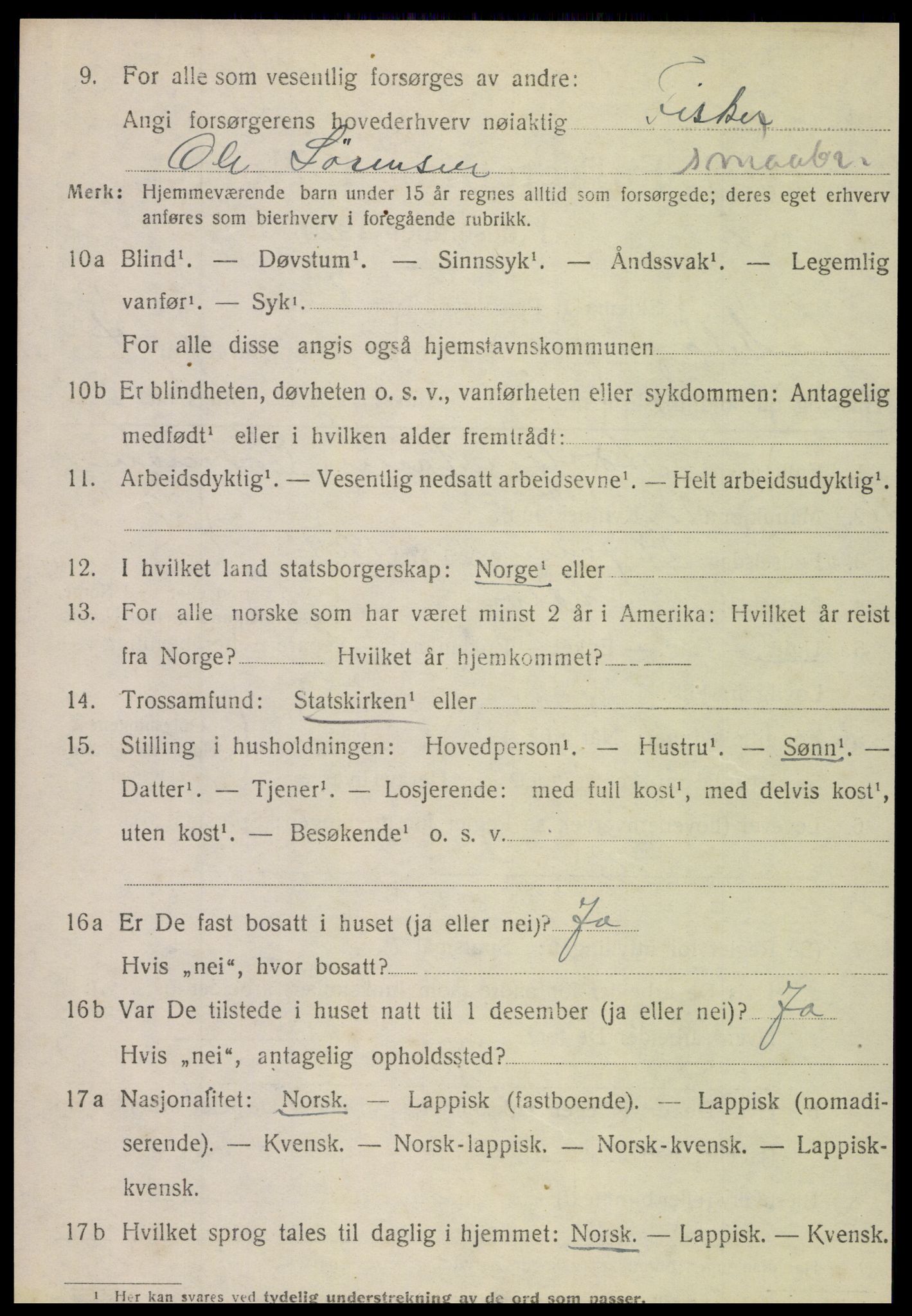 SAT, 1920 census for Meløy, 1920, p. 2788