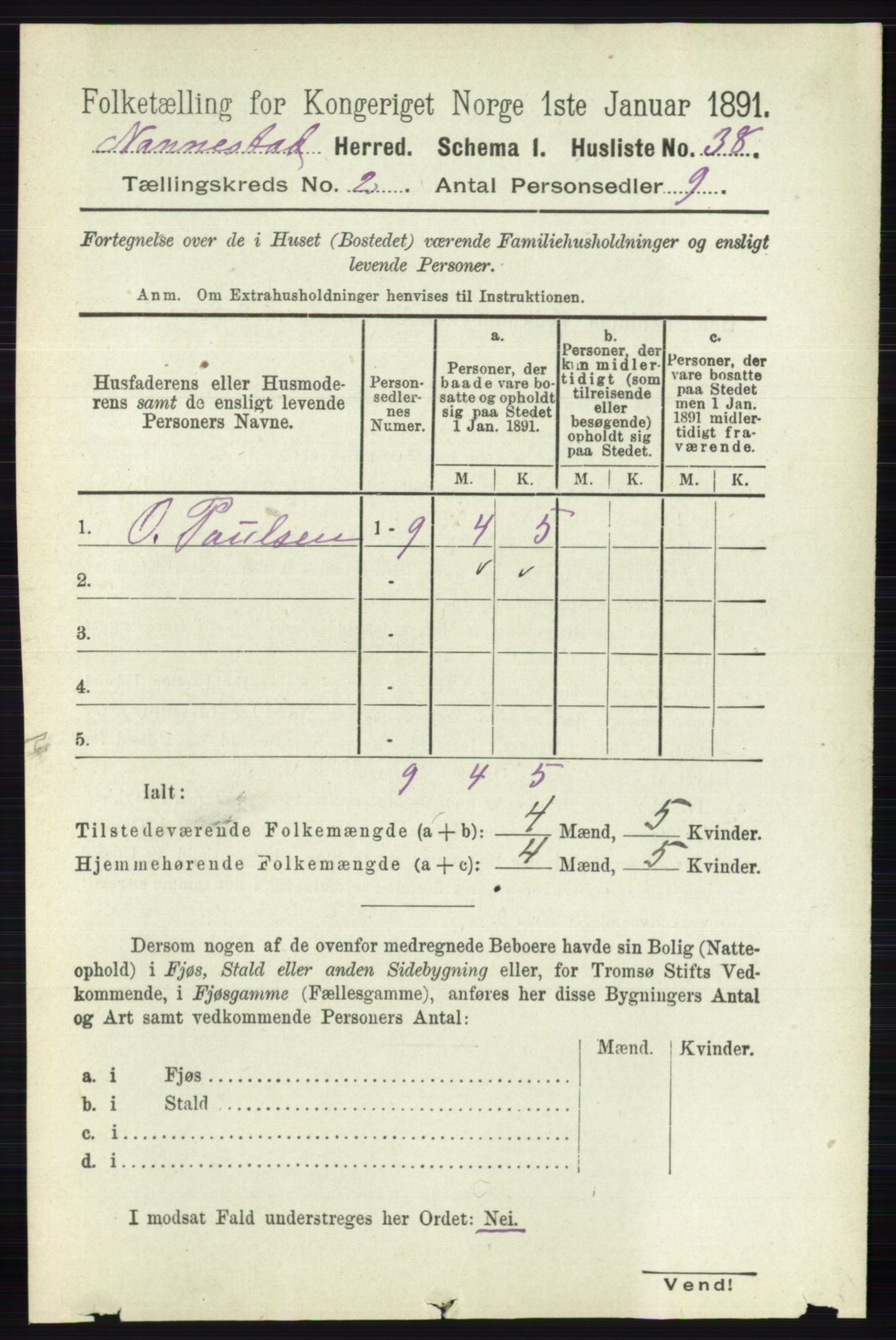 RA, 1891 census for 0238 Nannestad, 1891, p. 858