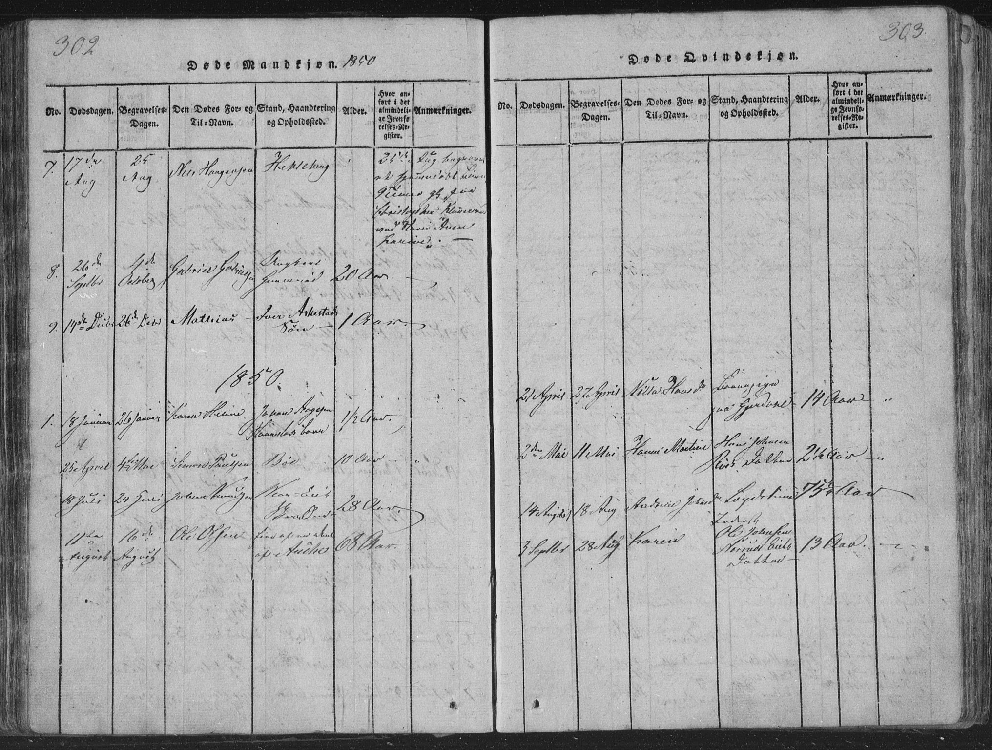 Røyken kirkebøker, AV/SAKO-A-241/G/Ga/L0003: Parish register (copy) no. 3, 1814-1856, p. 302-303