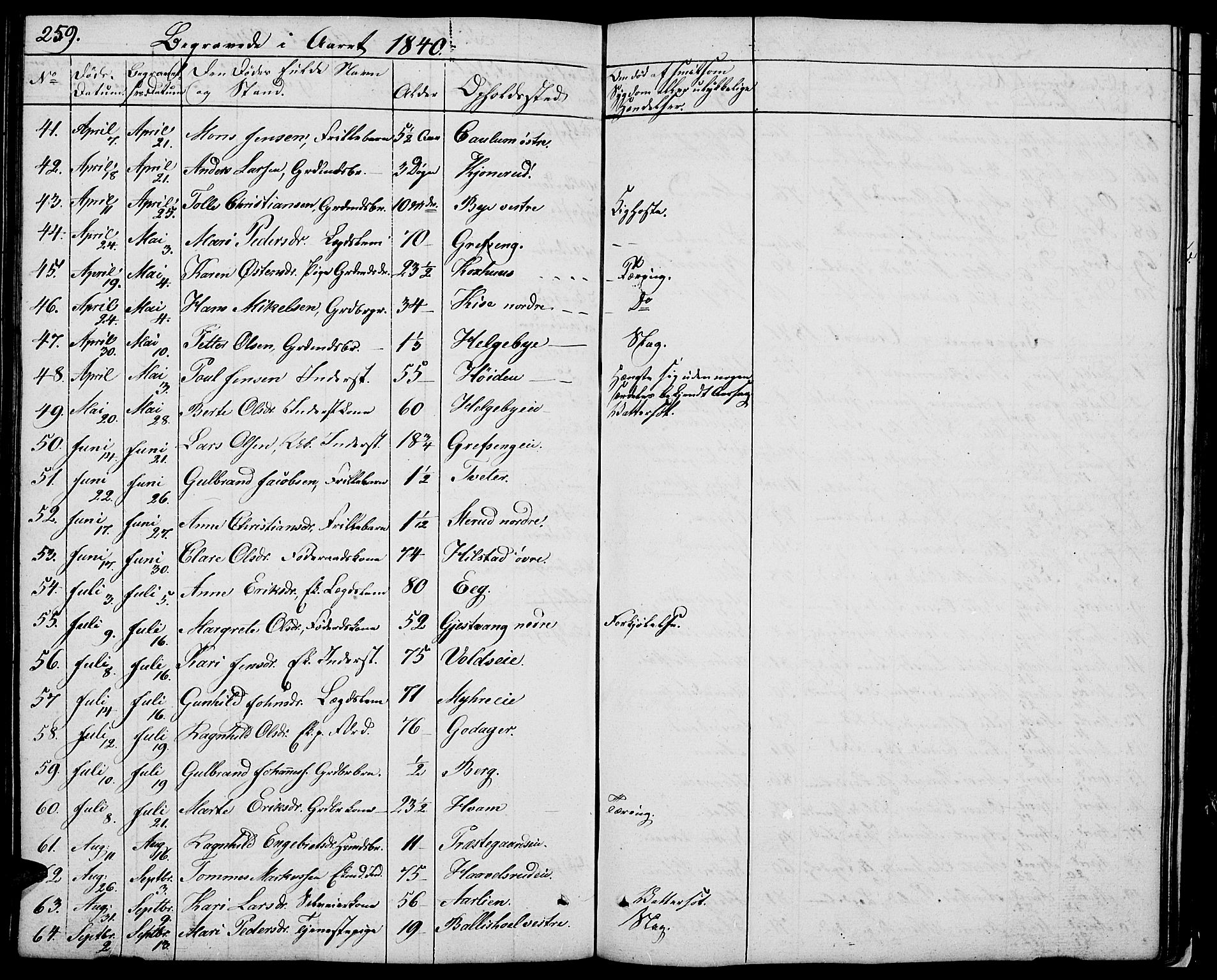 Nes prestekontor, Hedmark, AV/SAH-PREST-020/L/La/L0004: Parish register (copy) no. 4, 1832-1861, p. 259