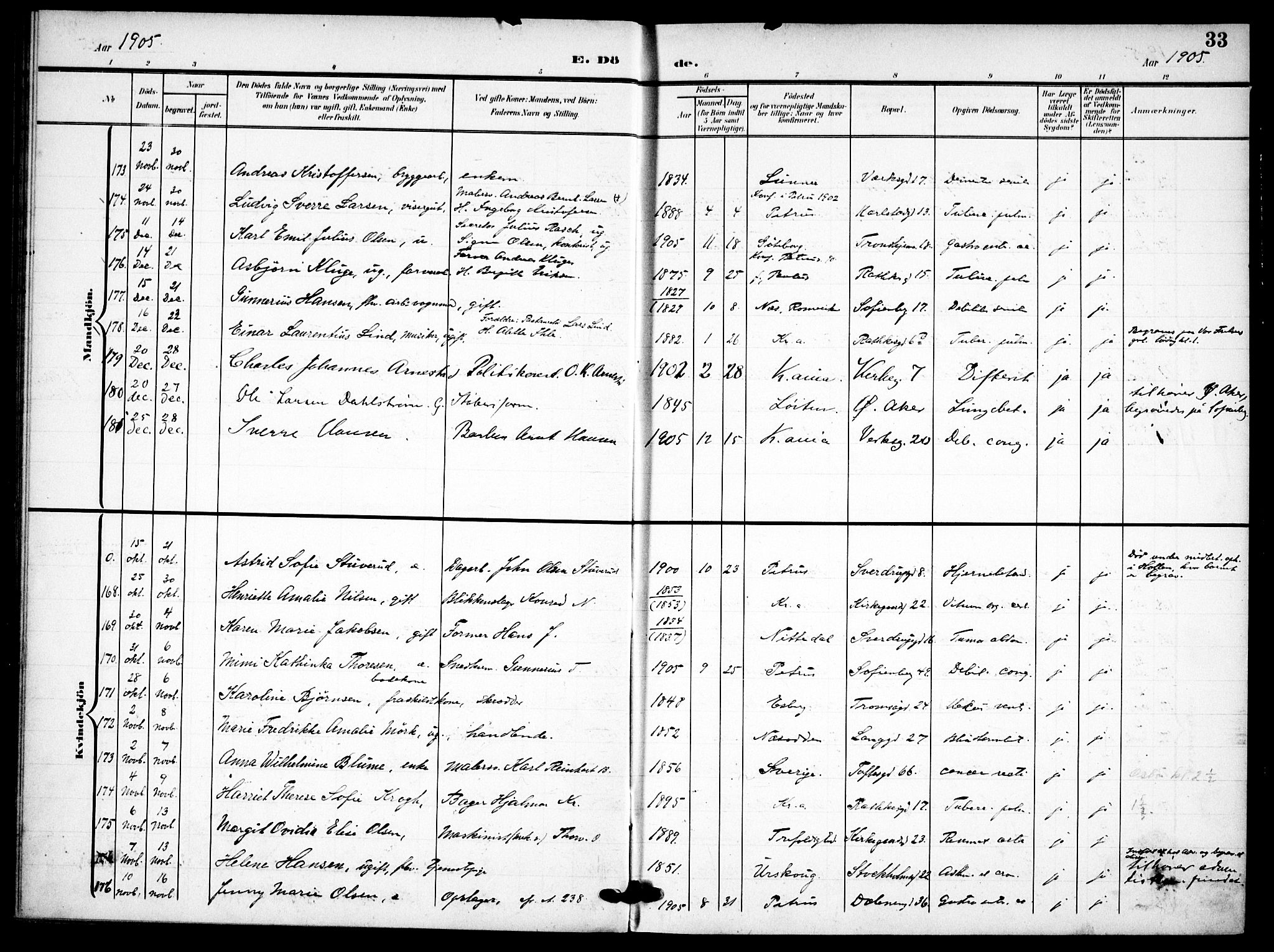 Petrus prestekontor Kirkebøker, AV/SAO-A-10872/F/Fa/L0010: Parish register (official) no. 10, 1904-1916, p. 33