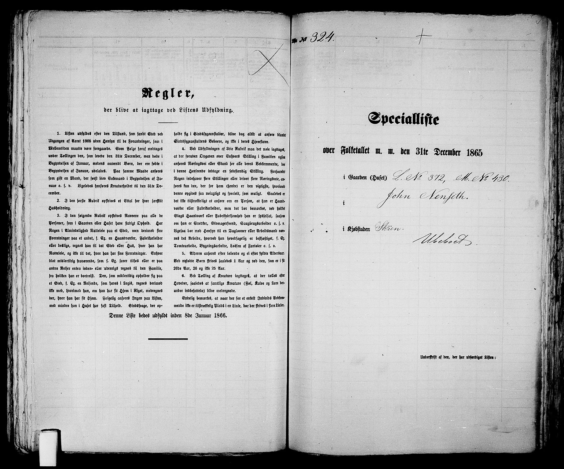 RA, 1865 census for Skien, 1865, p. 663