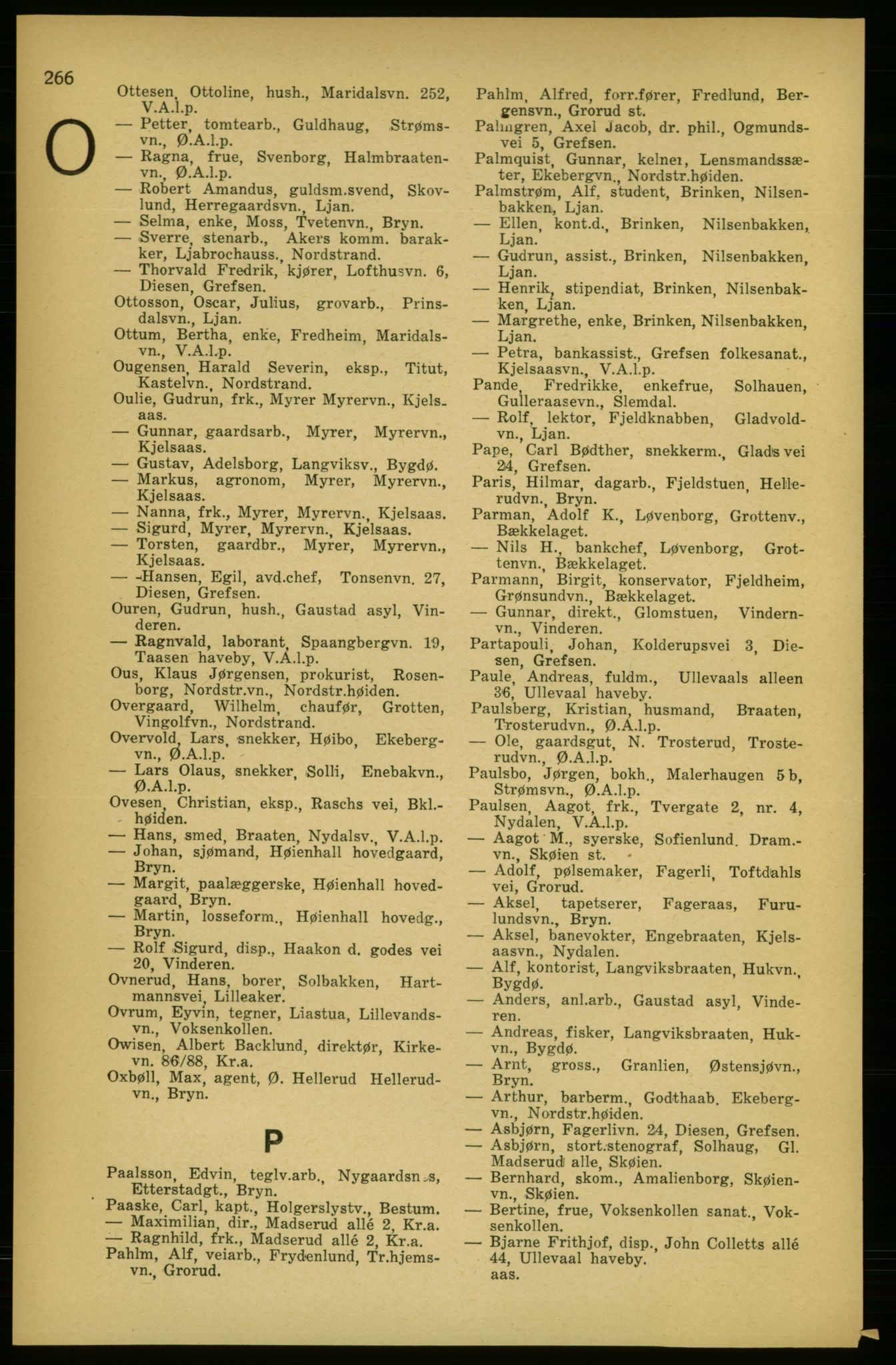 Aker adressebok/adressekalender, PUBL/001/A/003: Akers adressekalender, 1924-1925, p. 266