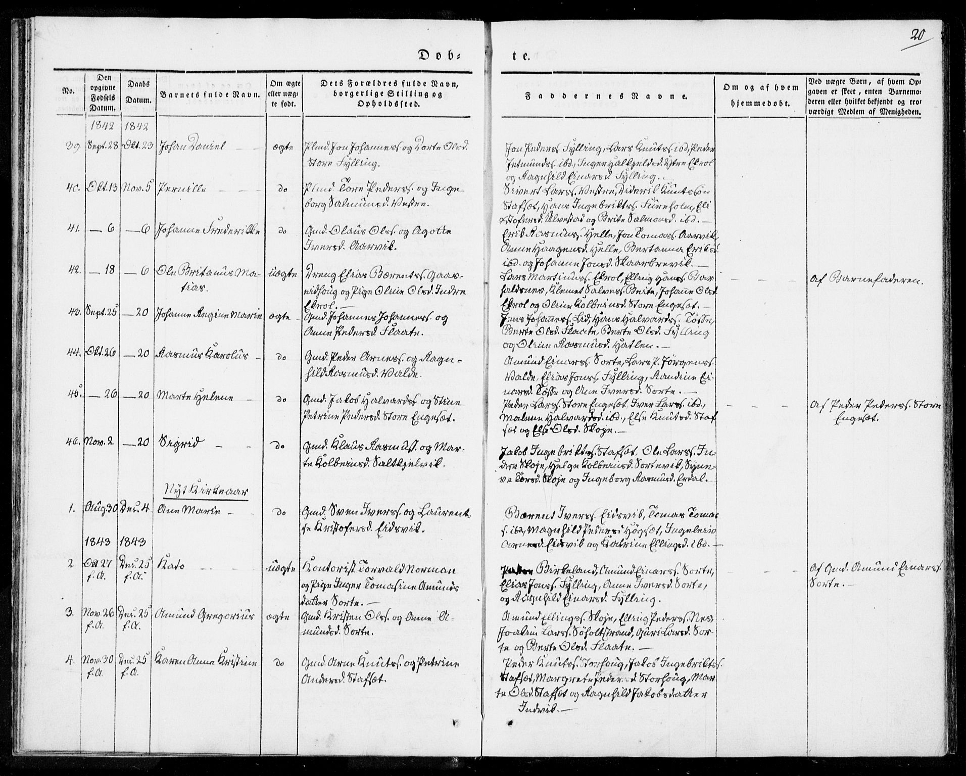 Ministerialprotokoller, klokkerbøker og fødselsregistre - Møre og Romsdal, AV/SAT-A-1454/524/L0352: Parish register (official) no. 524A04, 1838-1847, p. 20