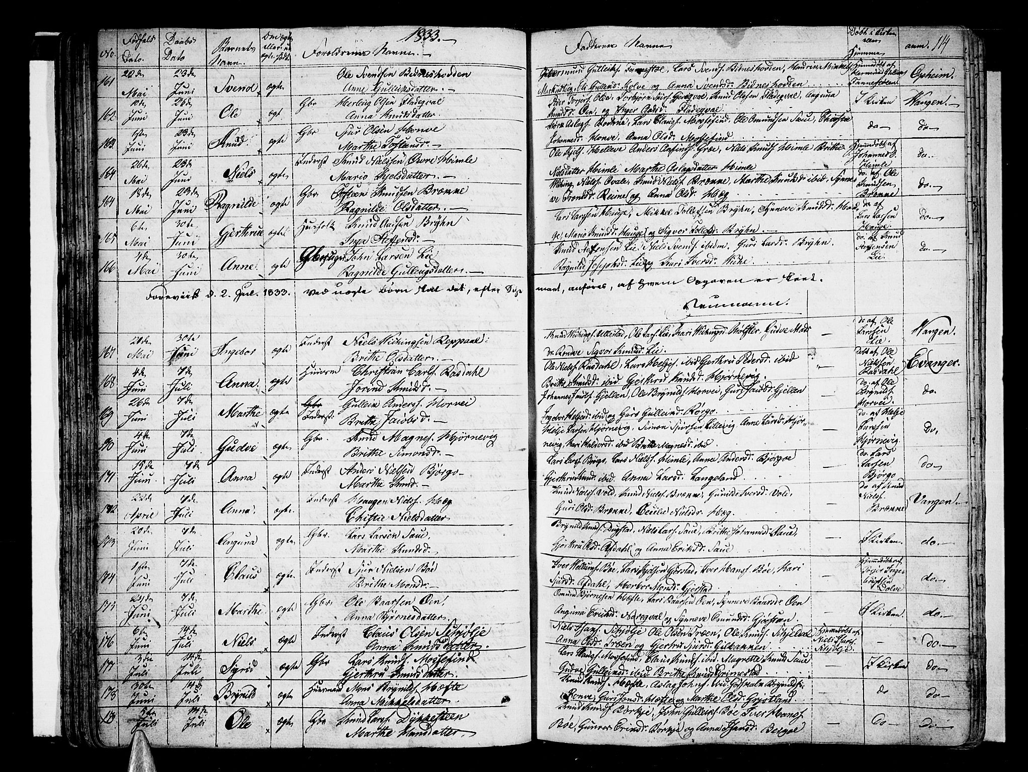 Voss sokneprestembete, SAB/A-79001/H/Haa: Parish register (official) no. A 12, 1823-1837, p. 114