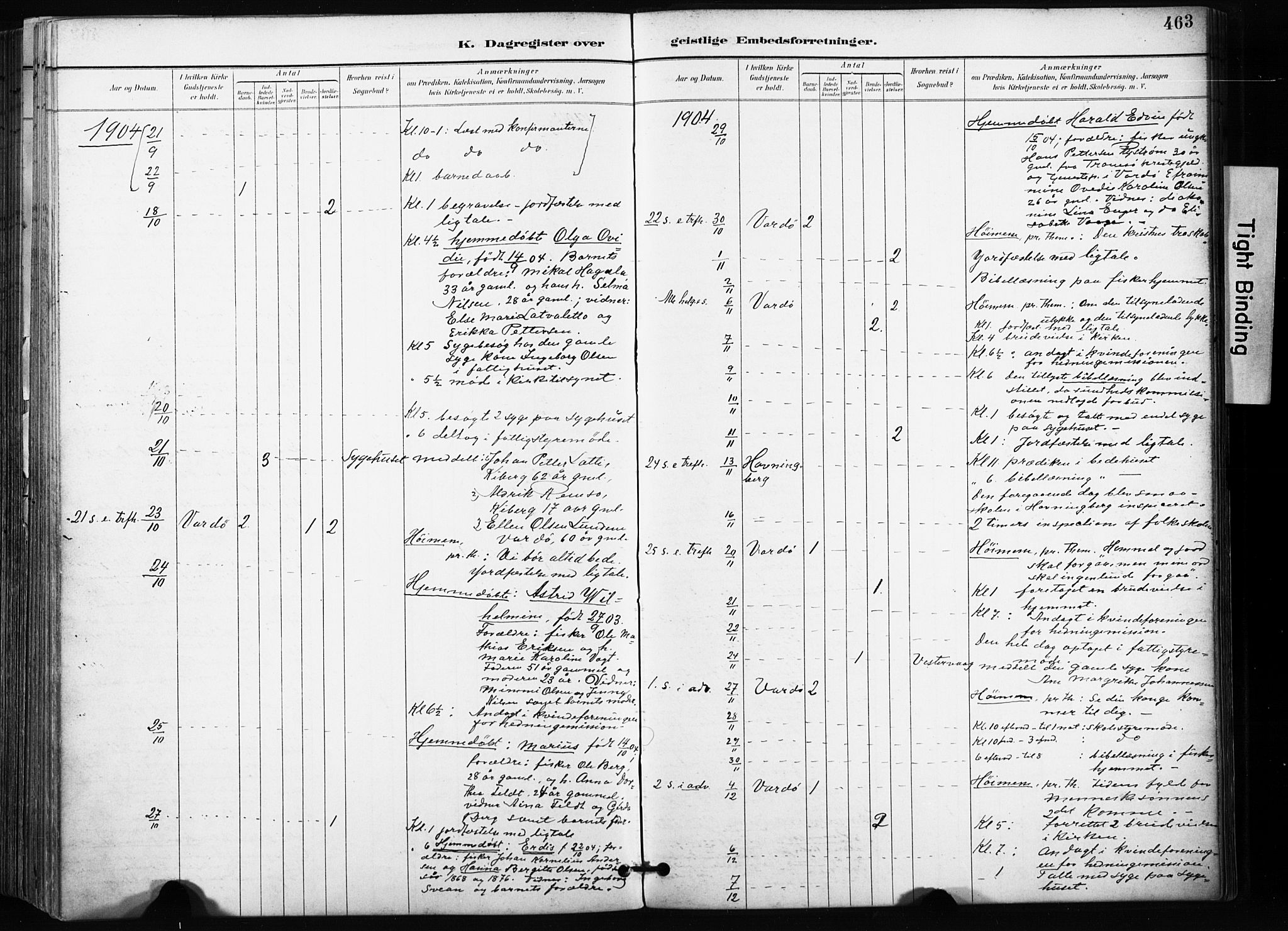Vardø sokneprestkontor, SATØ/S-1332/H/Ha/L0010kirke: Parish register (official) no. 10, 1895-1907, p. 463