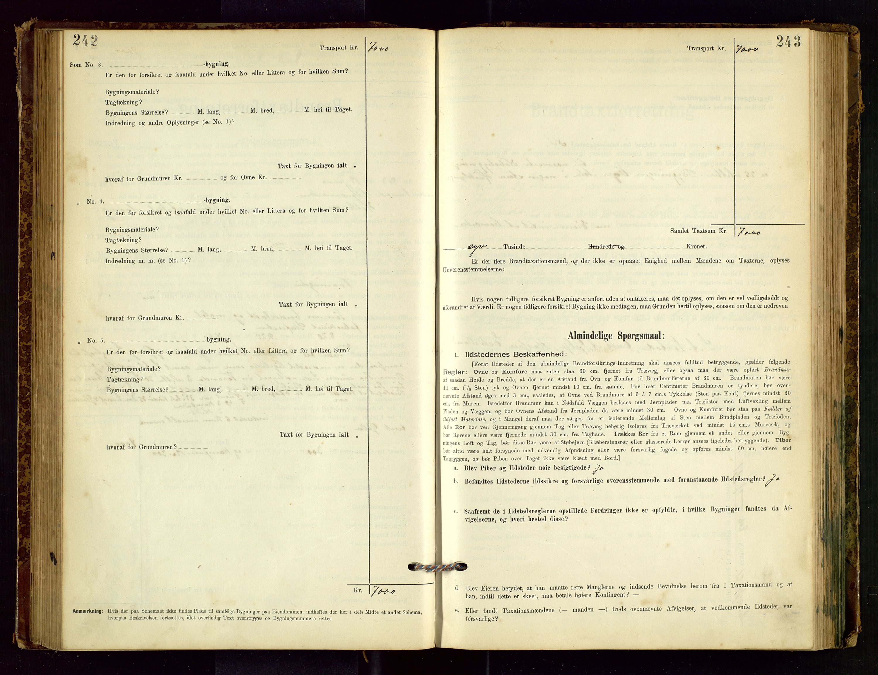 Hetland lensmannskontor, SAST/A-100101/Gob/L0001: "Brandtaxationsprotokol", 1895-1918, p. 242-243
