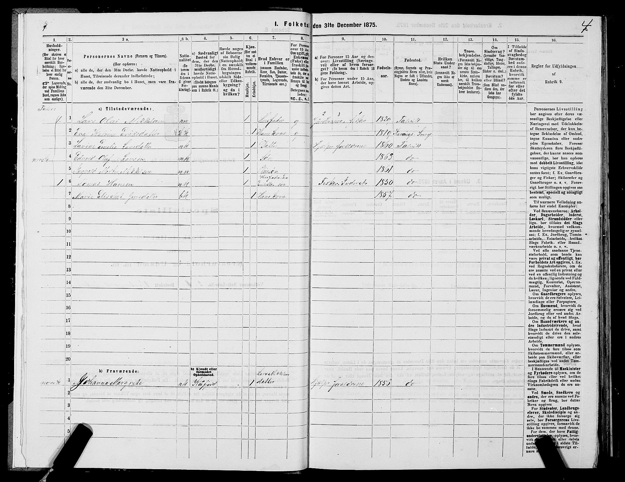 SATØ, 1875 census for 2013P Talvik, 1875, p. 1004