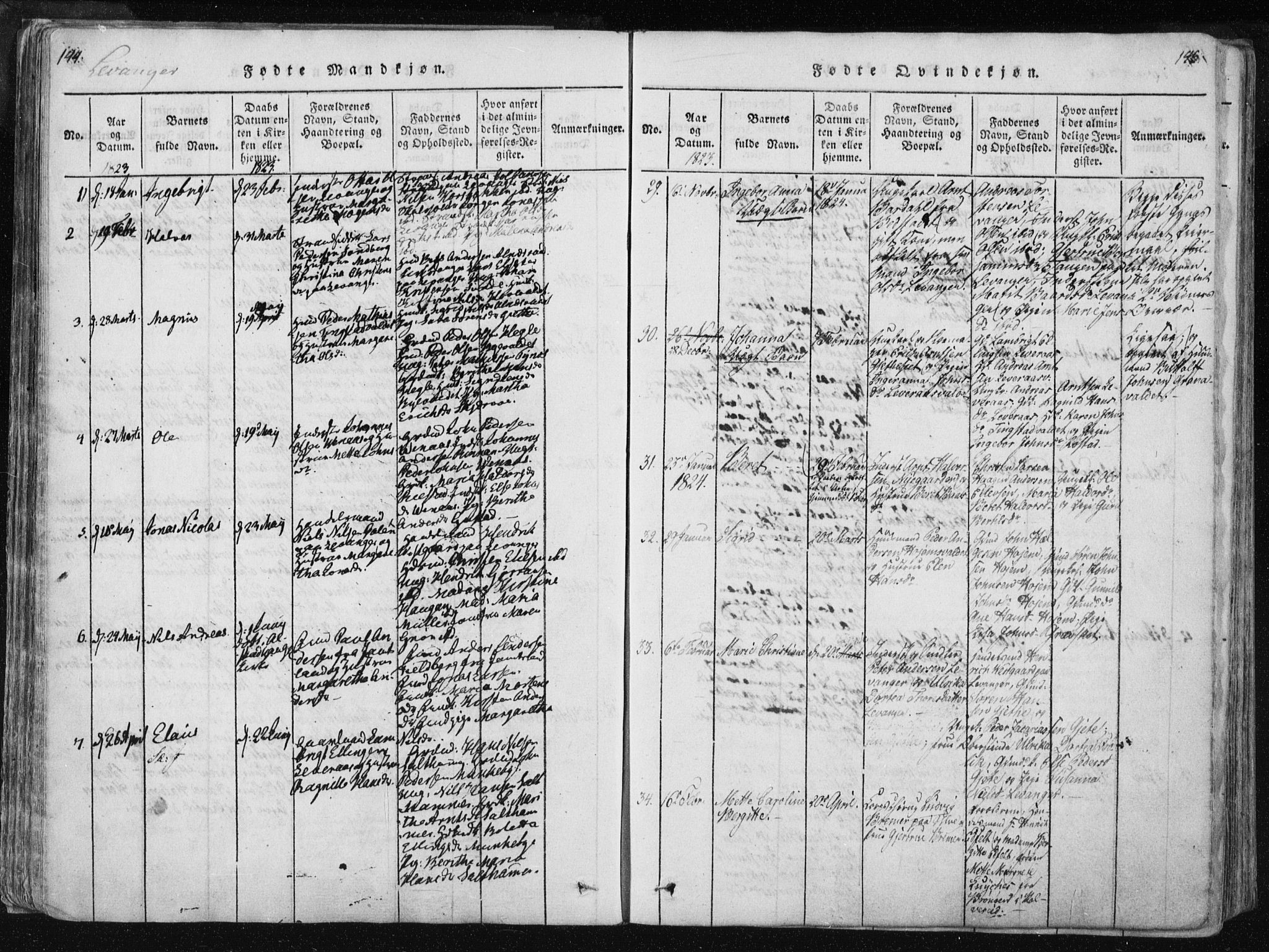 Ministerialprotokoller, klokkerbøker og fødselsregistre - Nord-Trøndelag, AV/SAT-A-1458/717/L0148: Parish register (official) no. 717A04 /2, 1816-1825, p. 144-145