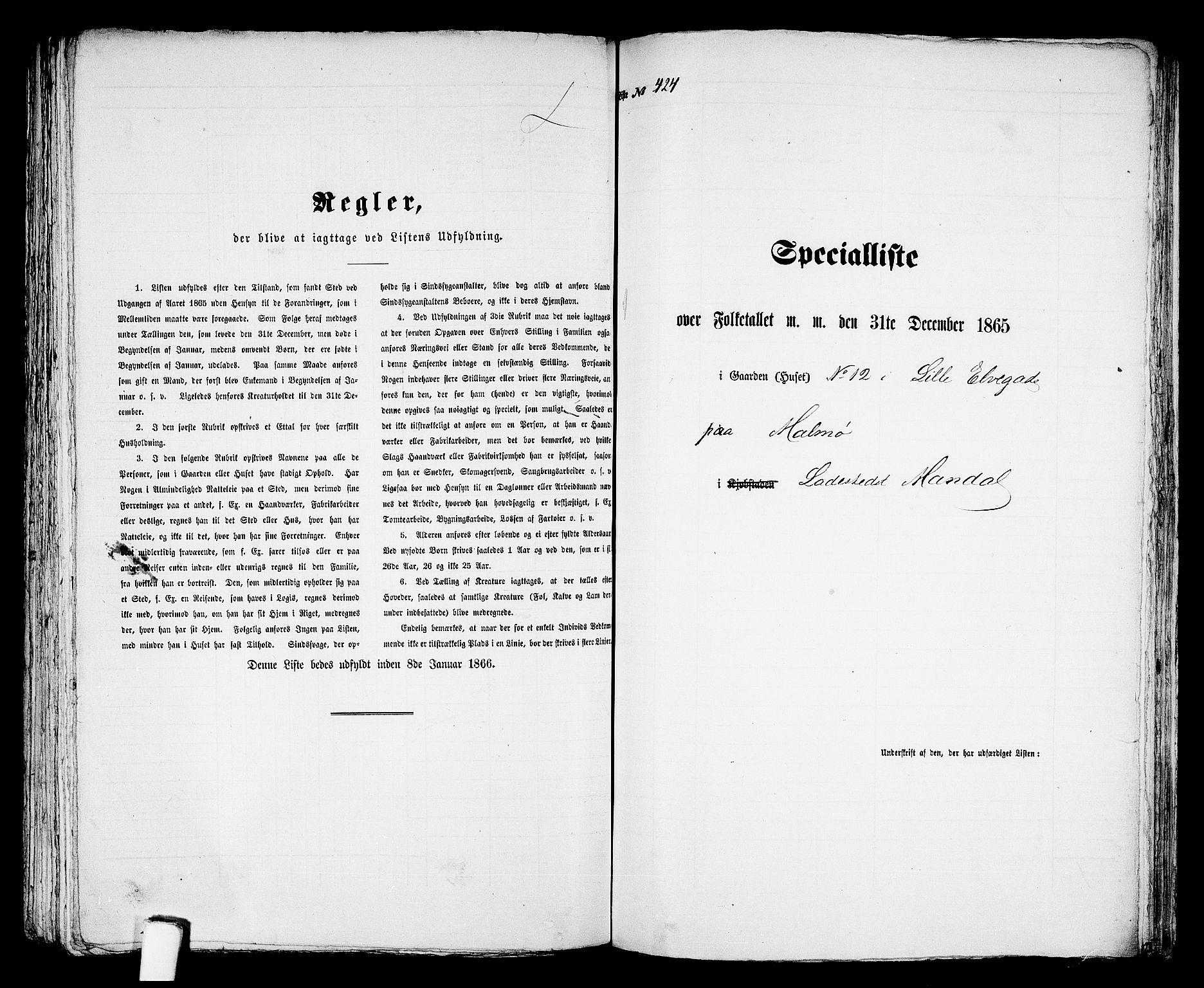 RA, 1865 census for Mandal/Mandal, 1865, p. 856