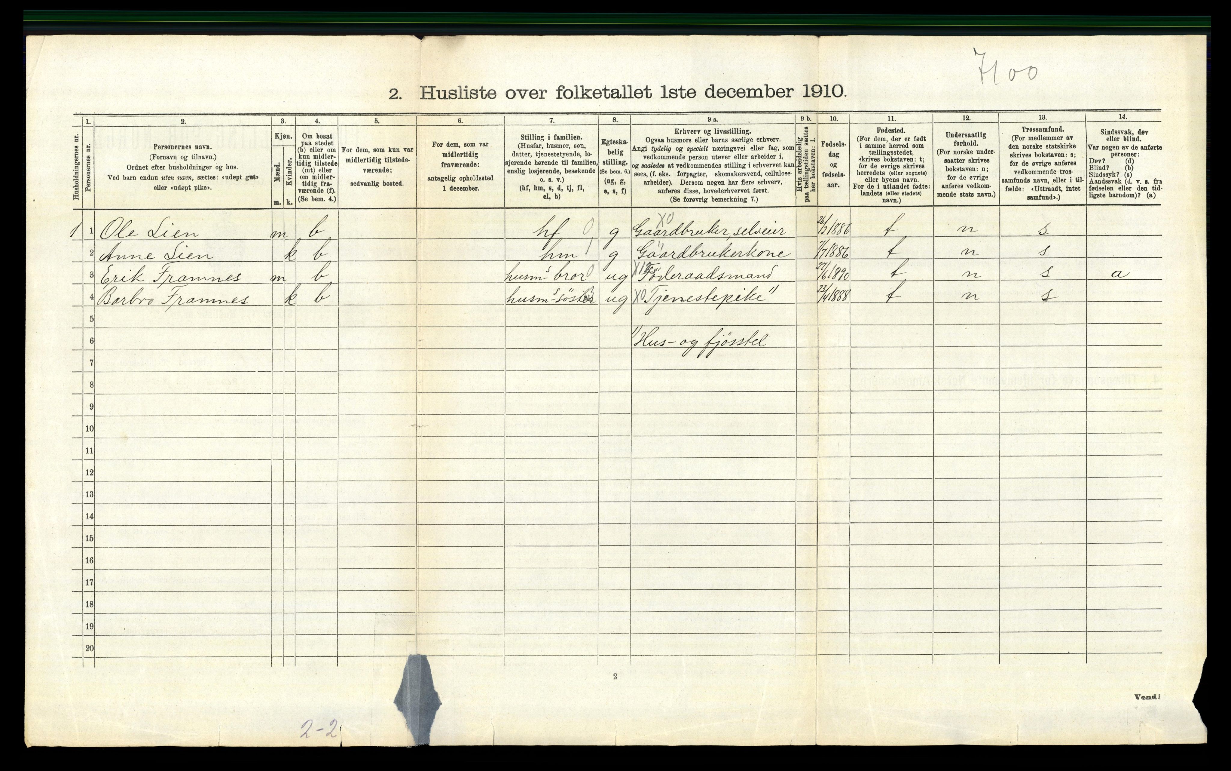 RA, 1910 census for Tynset, 1910, p. 522