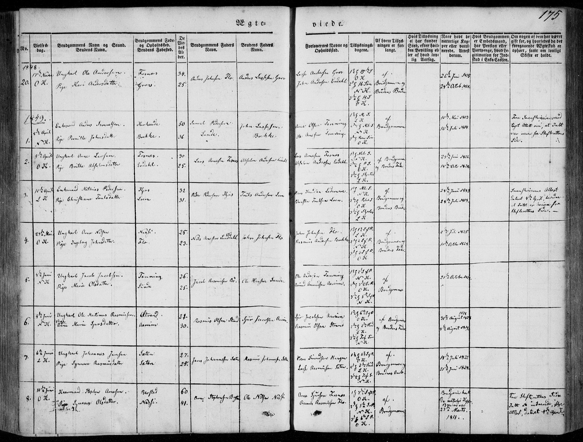 Stryn Sokneprestembete, SAB/A-82501: Parish register (official) no. A 2, 1844-1861, p. 175