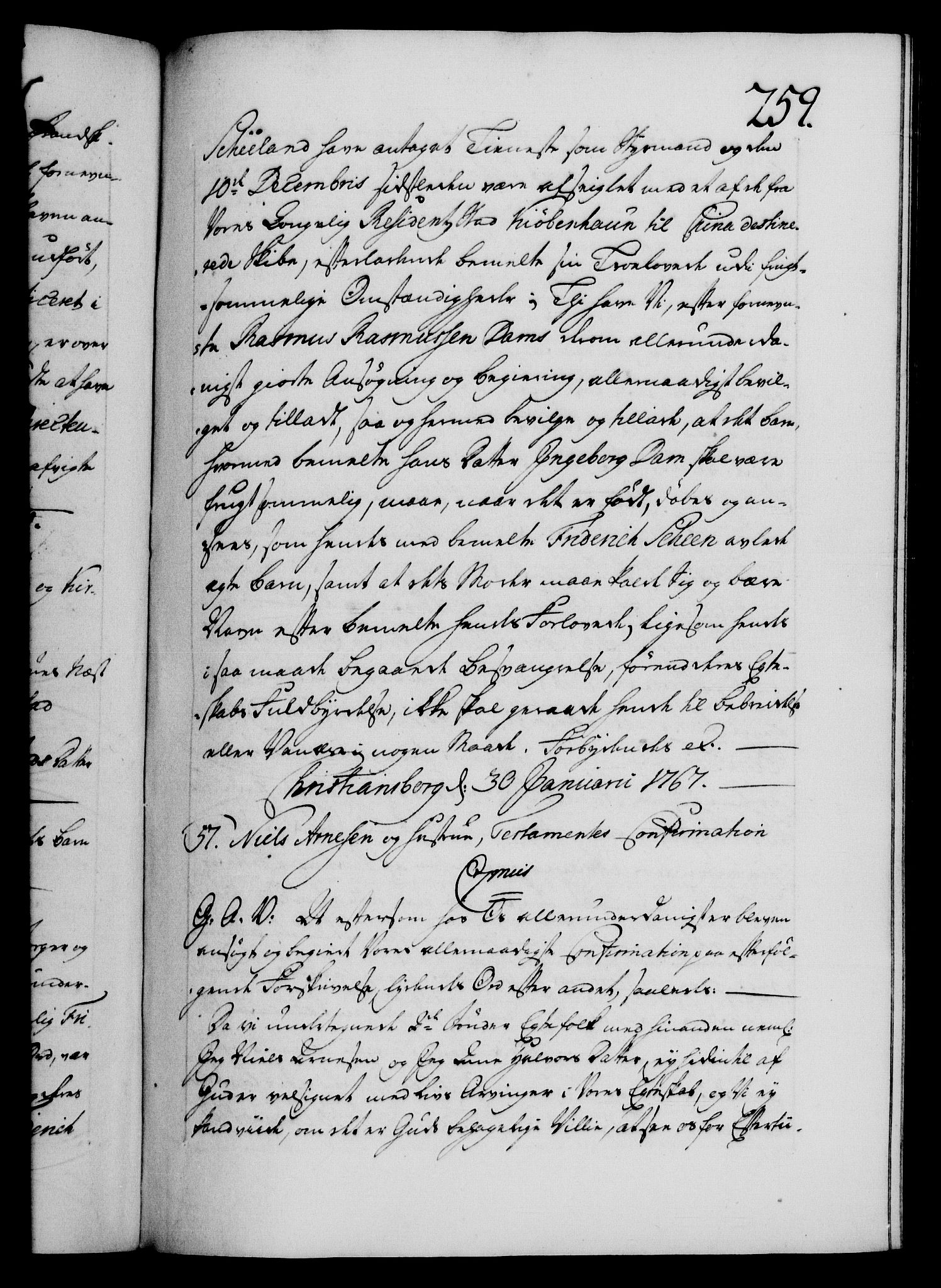 Danske Kanselli 1572-1799, AV/RA-EA-3023/F/Fc/Fca/Fcaa/L0043: Norske registre, 1766-1768, p. 259a