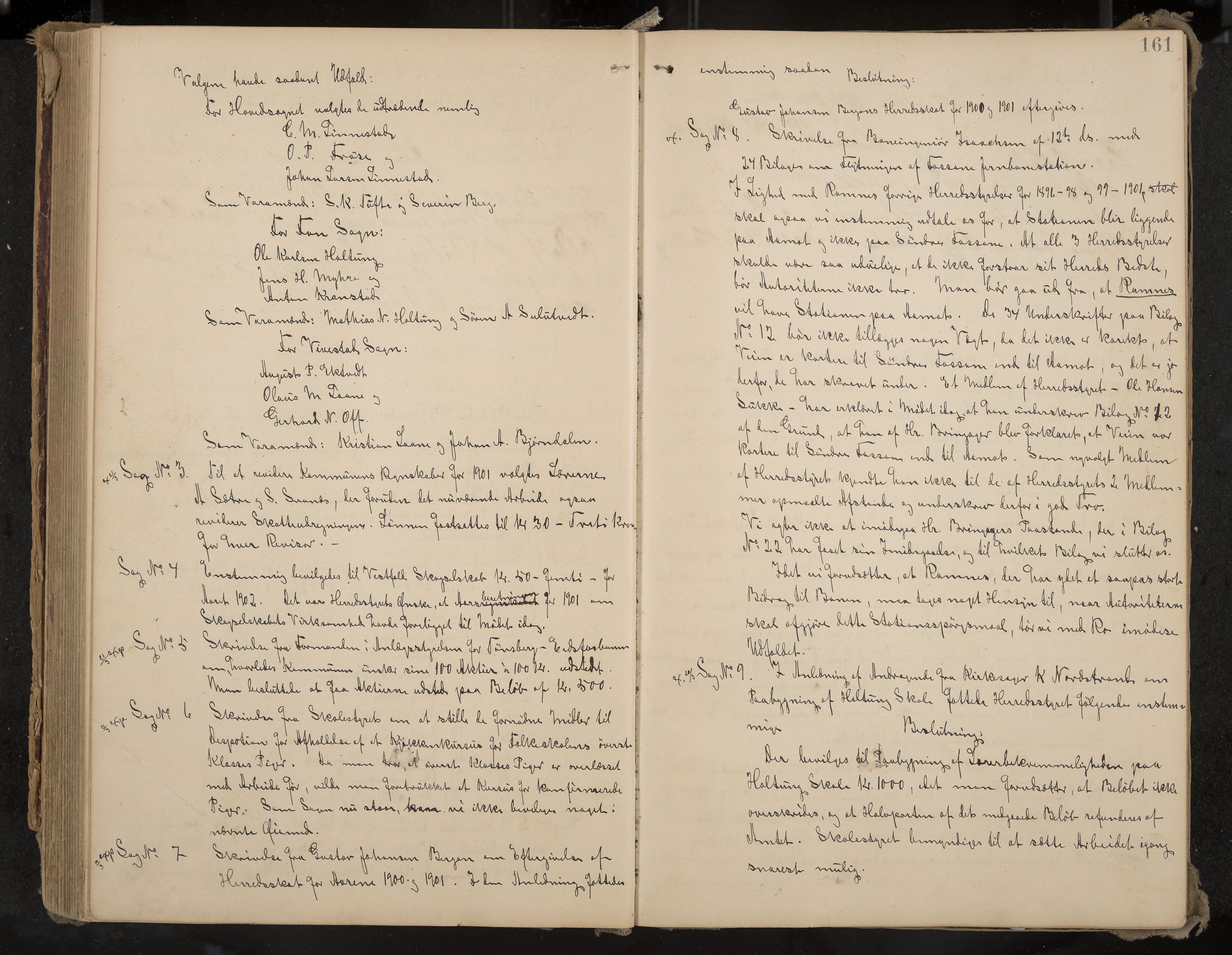 Ramnes formannskap og sentraladministrasjon, IKAK/0718021/A/Aa/L0004: Møtebok, 1892-1907, p. 161