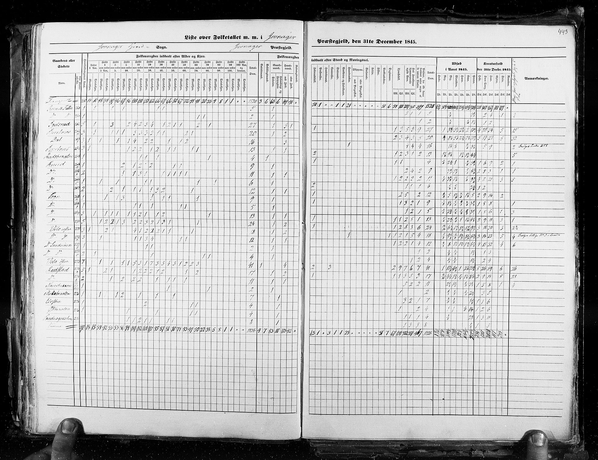 RA, Census 1845, vol. 3: Hedemarken amt og Kristians amt, 1845, p. 443