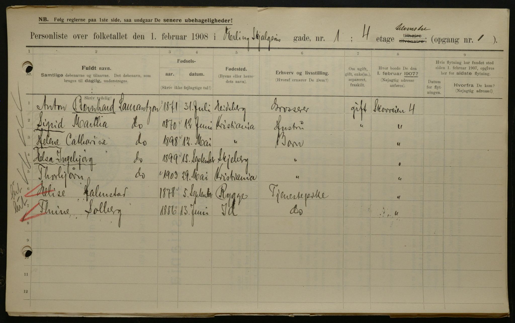 OBA, Municipal Census 1908 for Kristiania, 1908, p. 20067