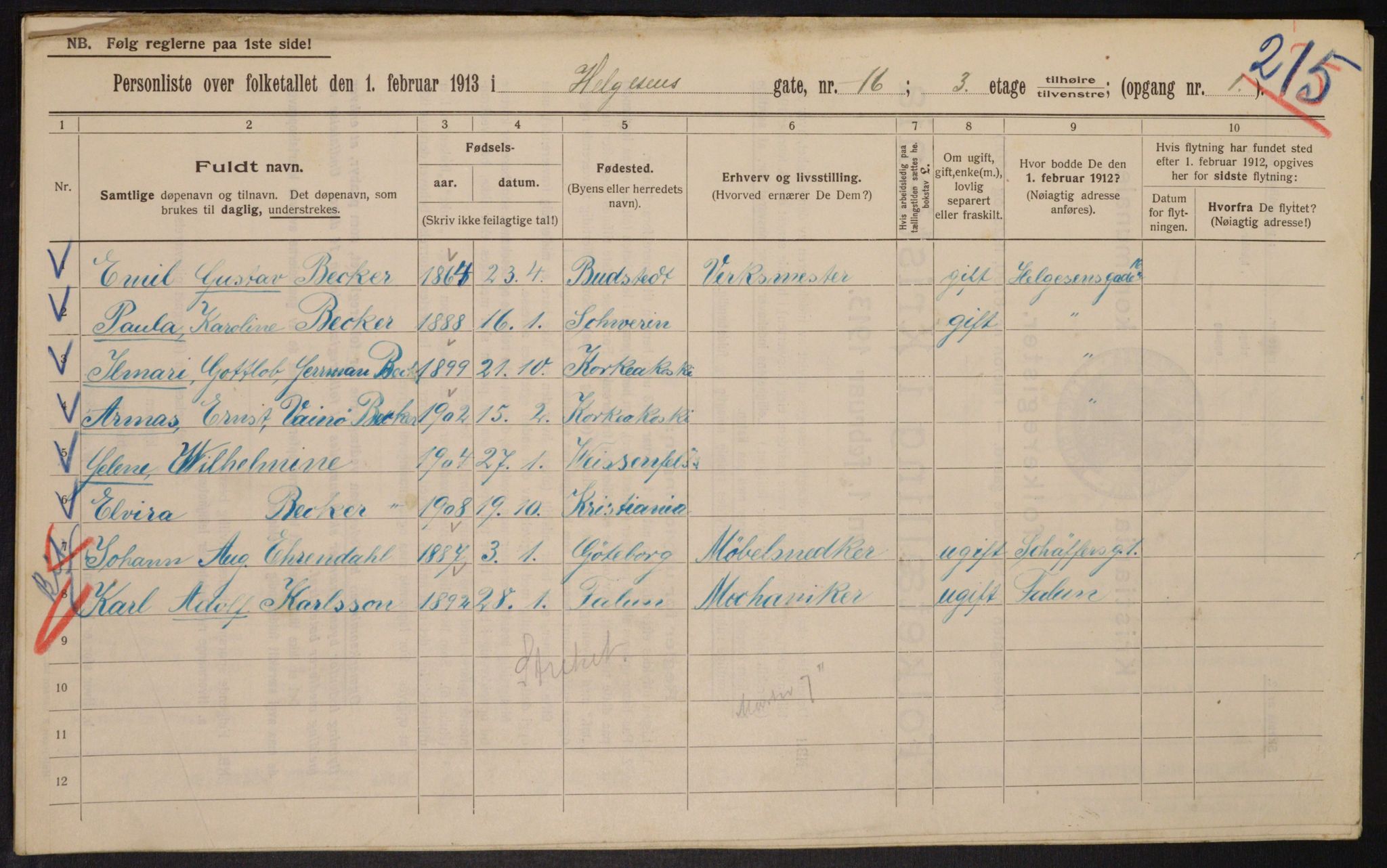 OBA, Municipal Census 1913 for Kristiania, 1913, p. 37829