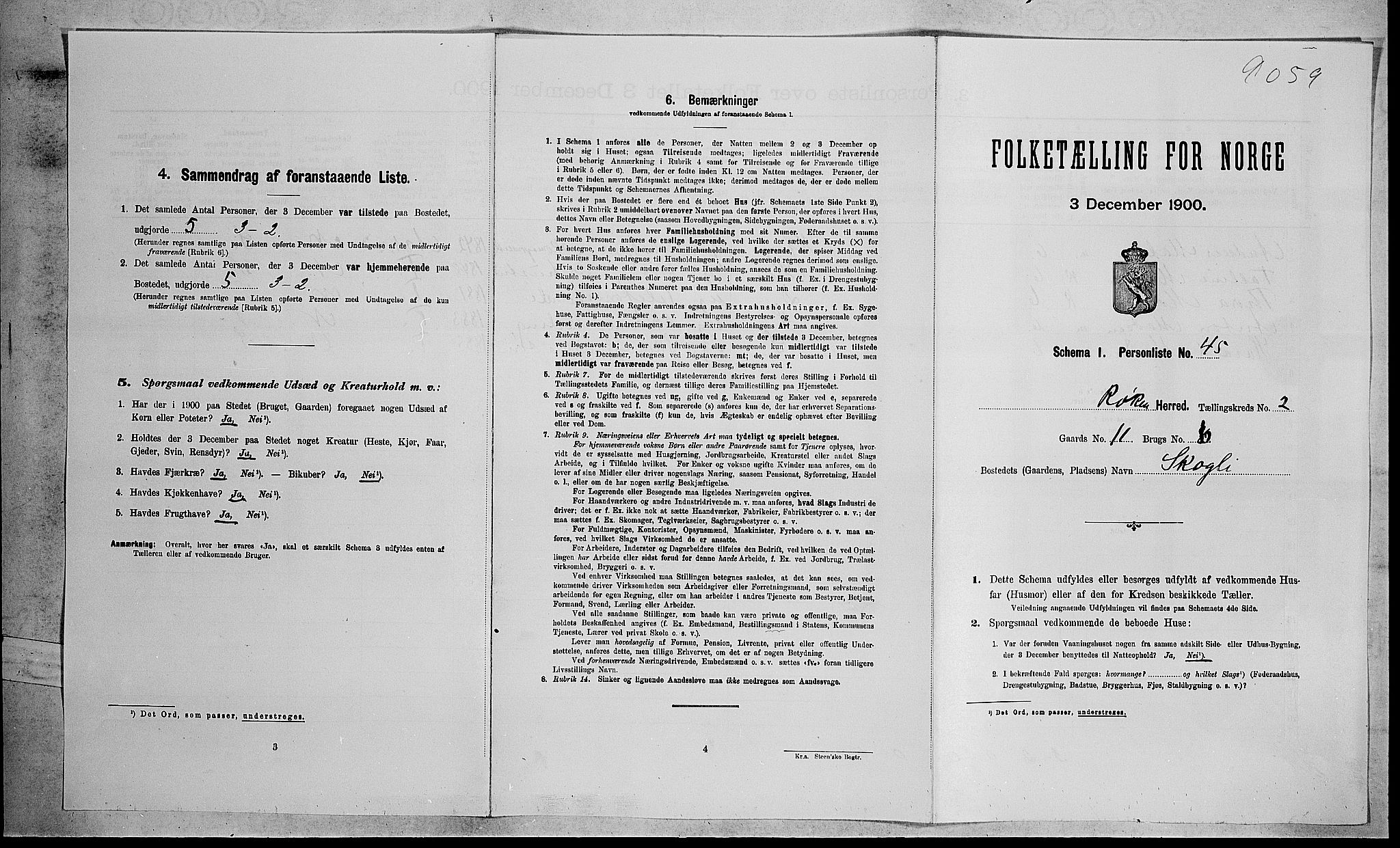 RA, 1900 census for Røyken, 1900, p. 255