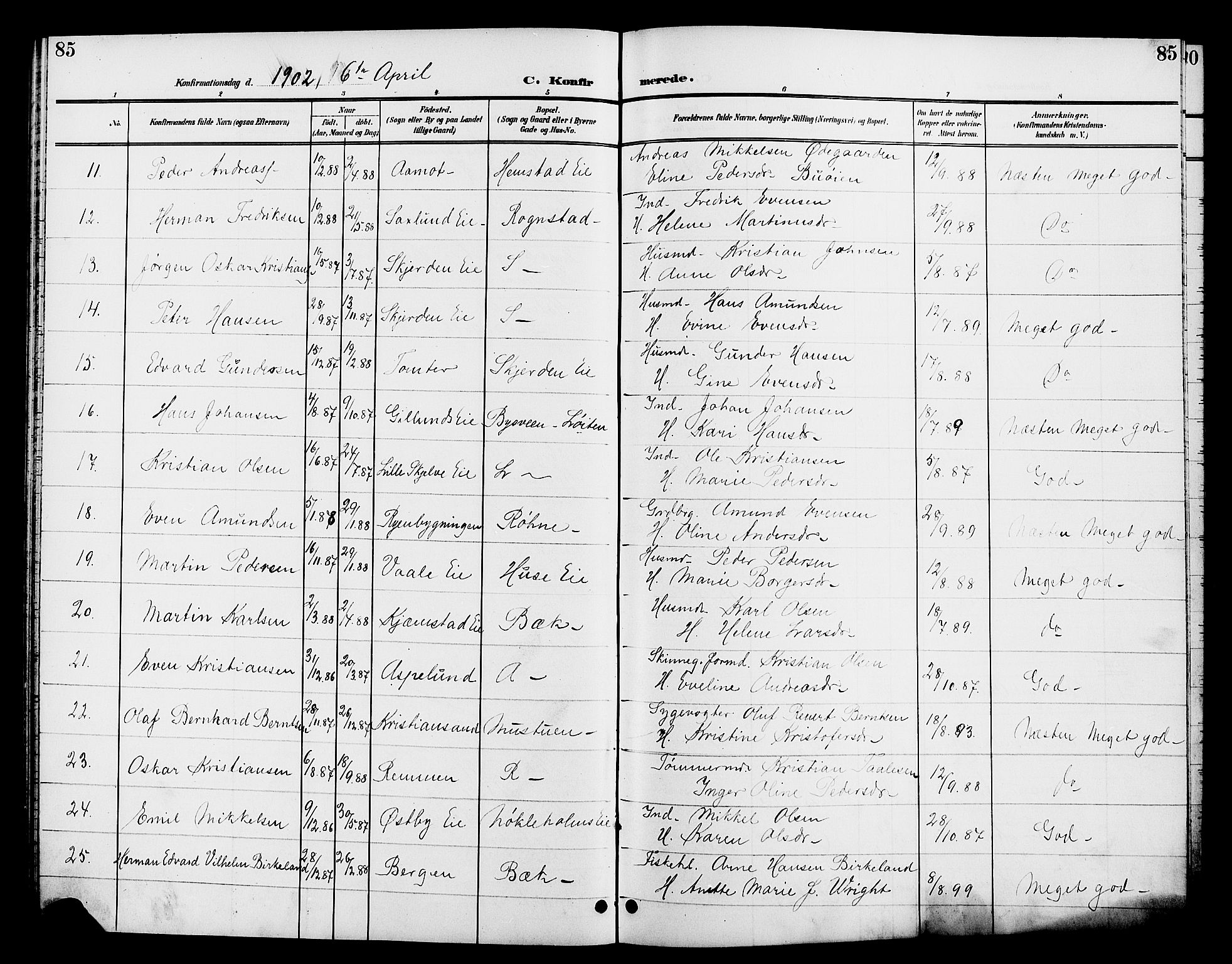 Stange prestekontor, AV/SAH-PREST-002/L/L0012: Parish register (copy) no. 12, 1900-1908, p. 85