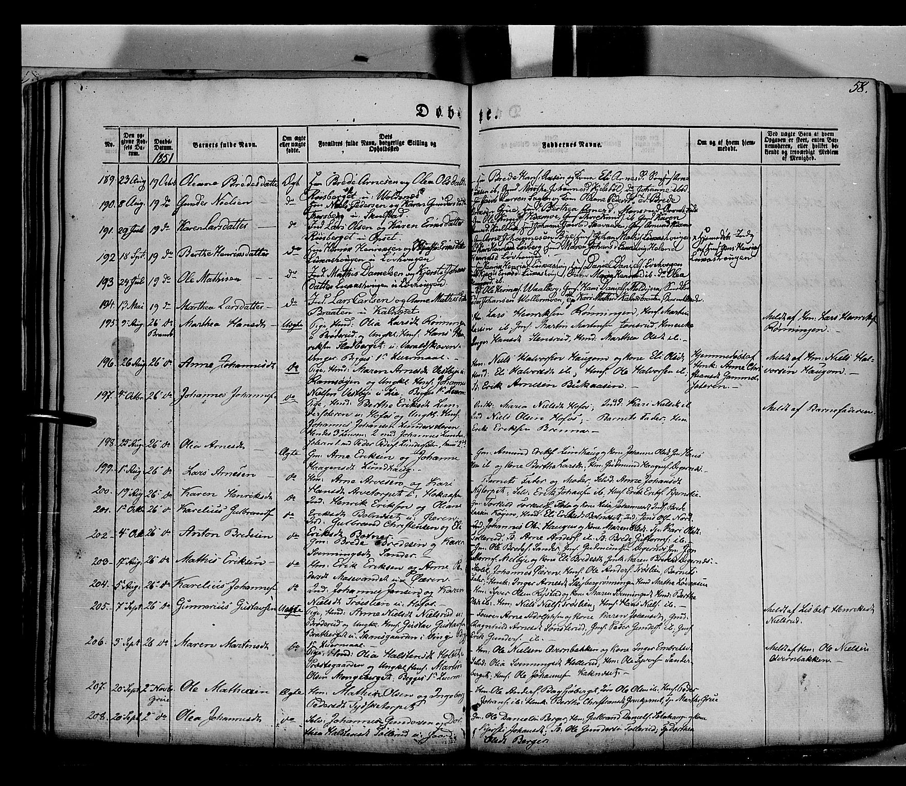 Grue prestekontor, SAH/PREST-036/H/Ha/Haa/L0008: Parish register (official) no. 8, 1847-1858, p. 58