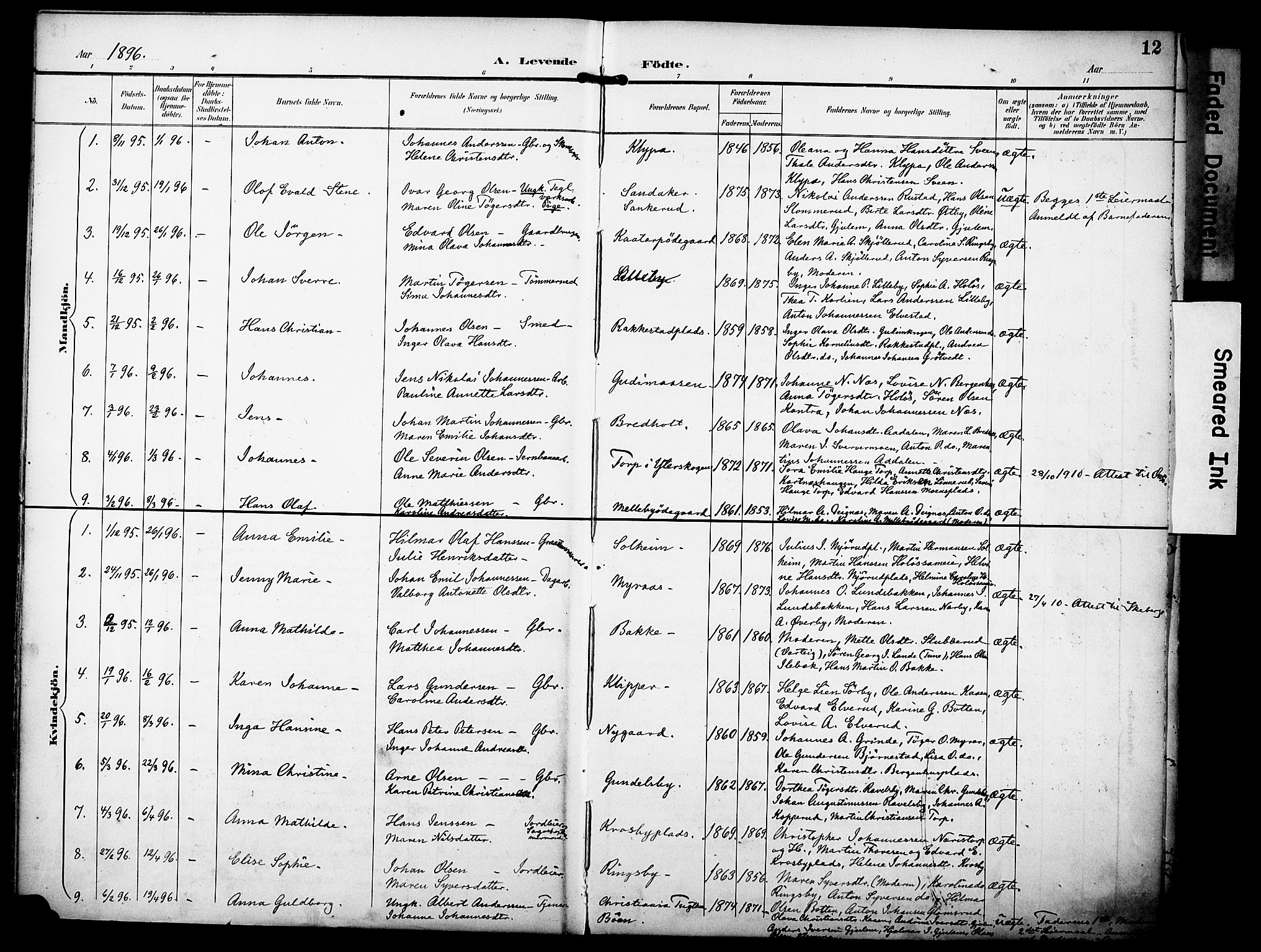Rakkestad prestekontor Kirkebøker, AV/SAO-A-2008/F/Fa/L0013: Parish register (official) no. I 13, 1894-1908, p. 12