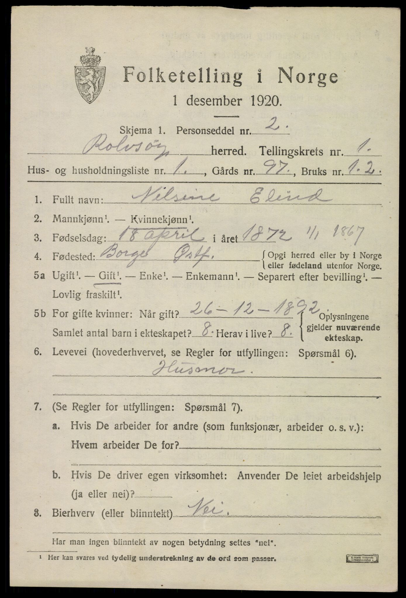 SAO, 1920 census for Rolvsøy, 1920, p. 903