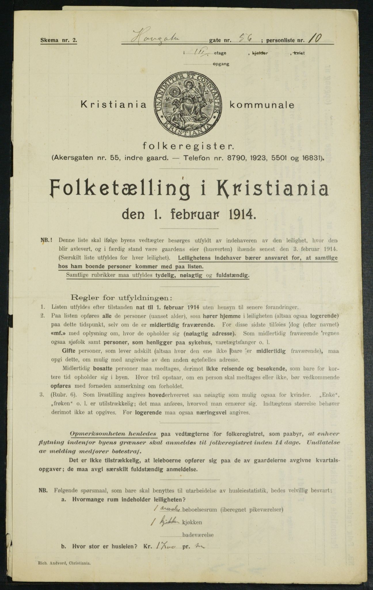 OBA, Municipal Census 1914 for Kristiania, 1914, p. 34061