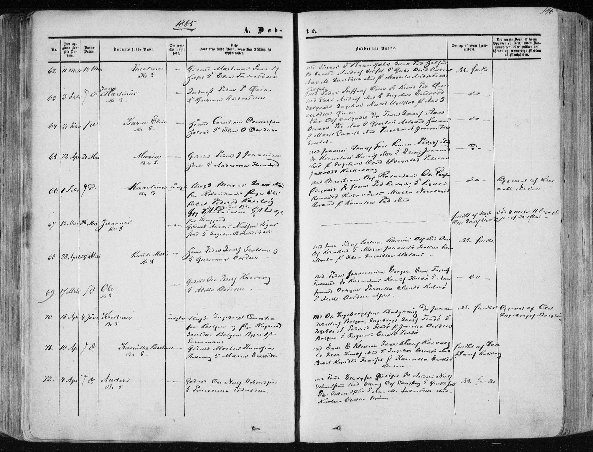 Ministerialprotokoller, klokkerbøker og fødselsregistre - Møre og Romsdal, AV/SAT-A-1454/568/L0804: Parish register (official) no. 568A11, 1854-1868, p. 146