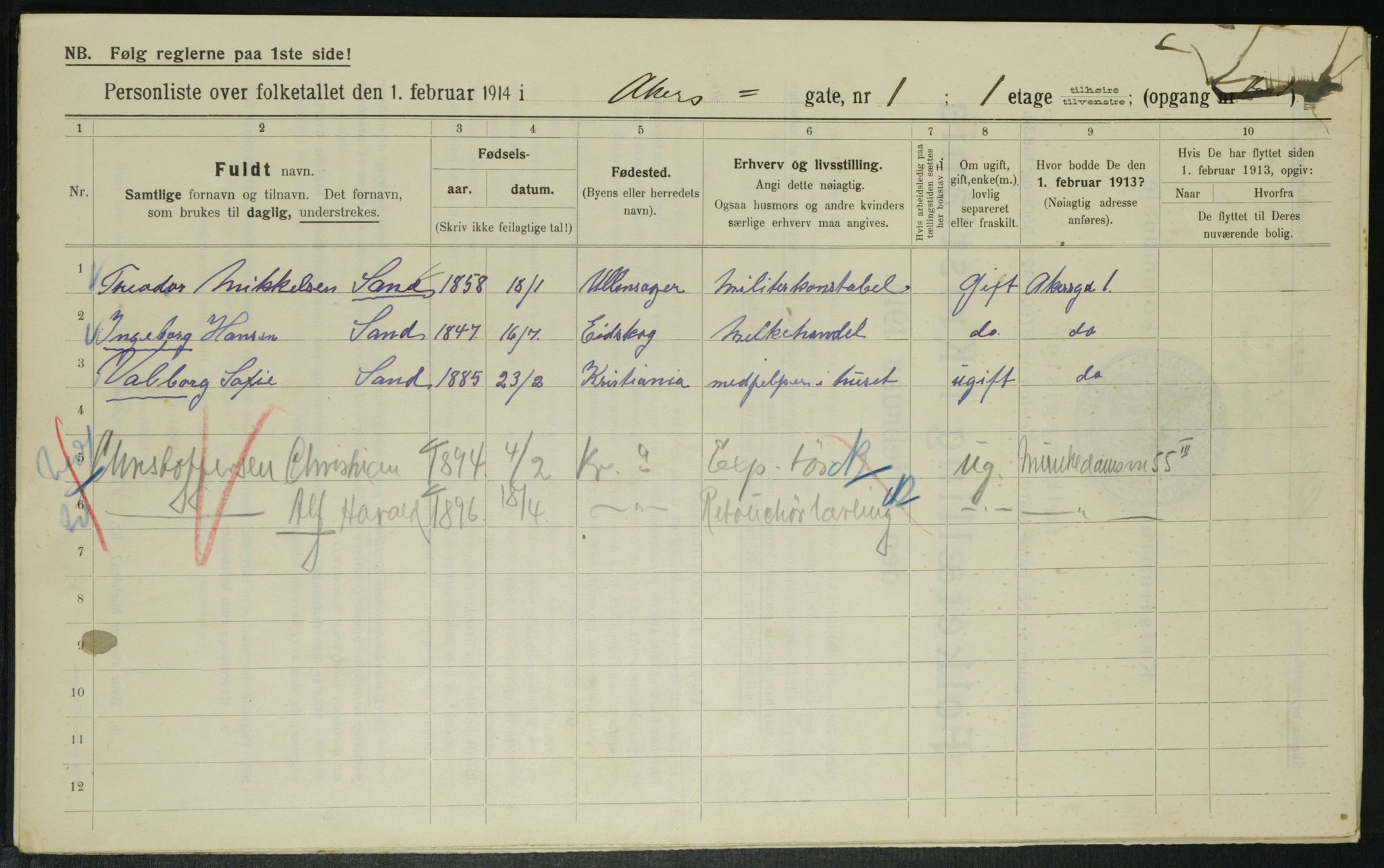 OBA, Municipal Census 1914 for Kristiania, 1914, p. 321