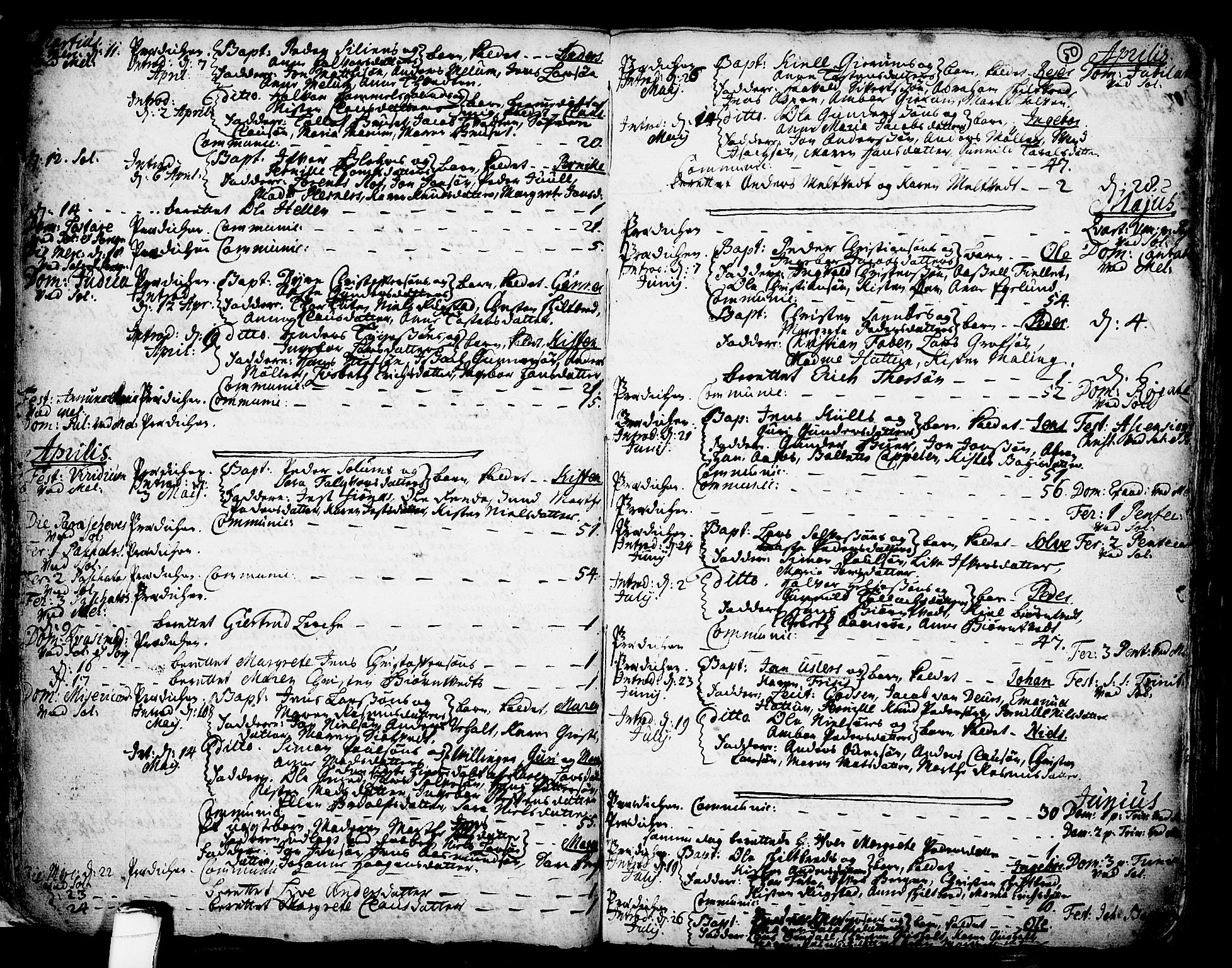 Solum kirkebøker, SAKO/A-306/F/Fa/L0002: Parish register (official) no. I 2, 1713-1761, p. 50