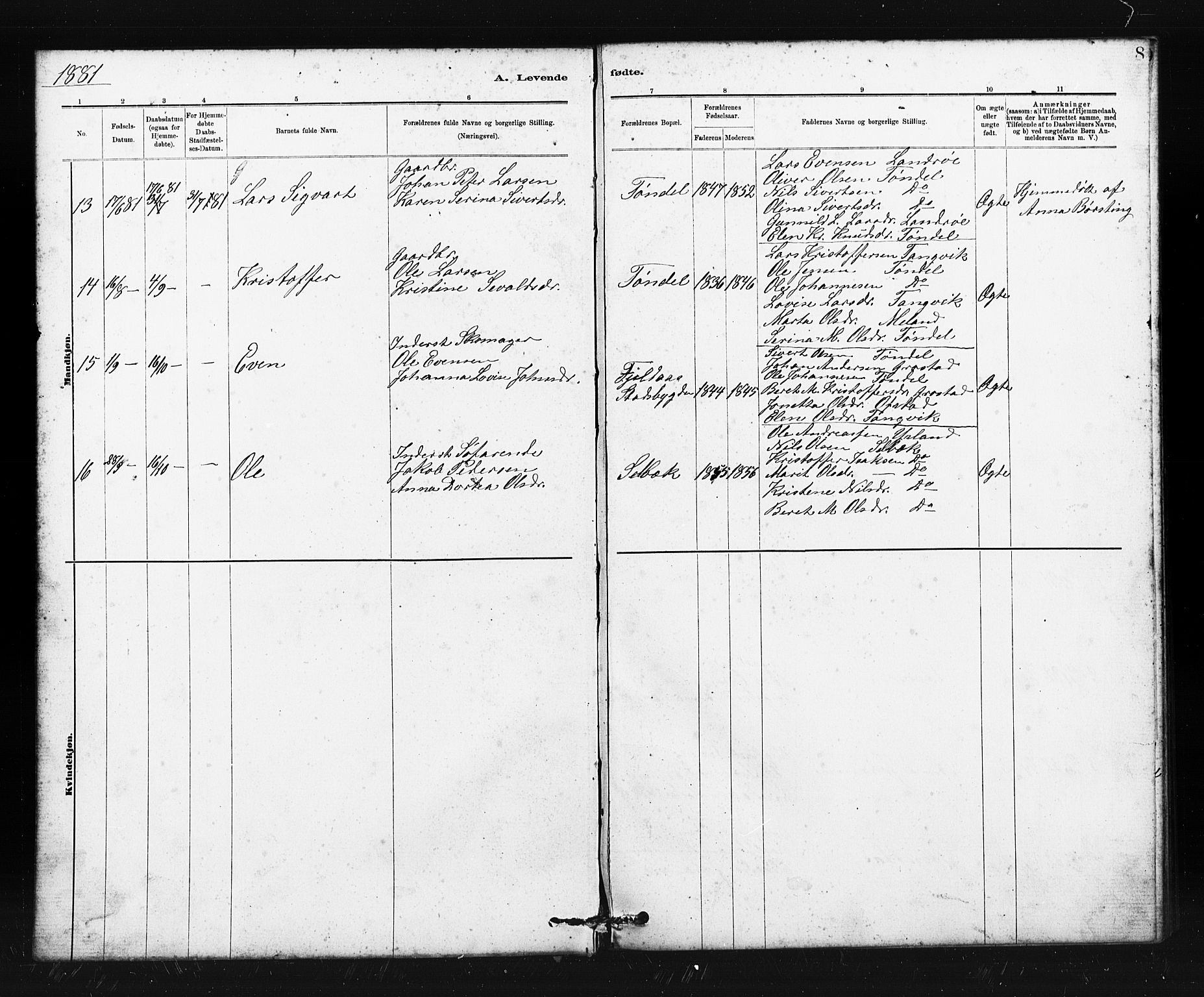 Ministerialprotokoller, klokkerbøker og fødselsregistre - Sør-Trøndelag, SAT/A-1456/663/L0761: Parish register (copy) no. 663C01, 1880-1893, p. 8