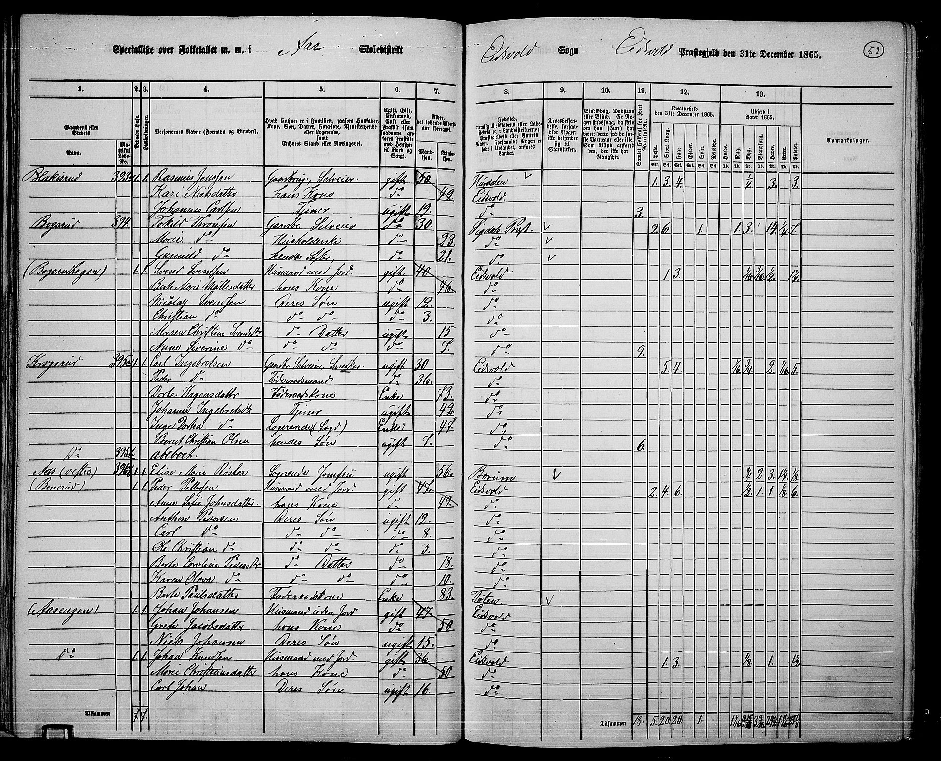 RA, 1865 census for Eidsvoll, 1865, p. 45