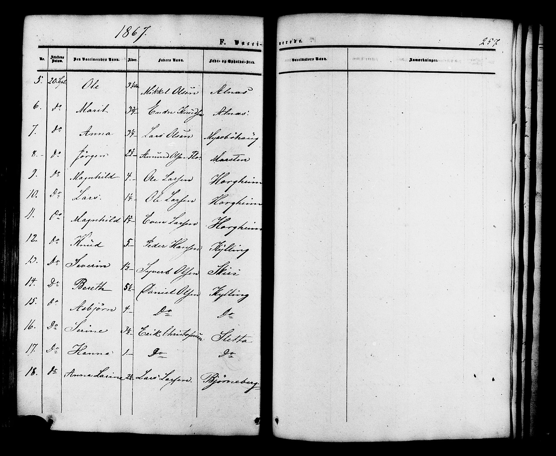 Ministerialprotokoller, klokkerbøker og fødselsregistre - Møre og Romsdal, AV/SAT-A-1454/546/L0594: Parish register (official) no. 546A02, 1854-1882, p. 257