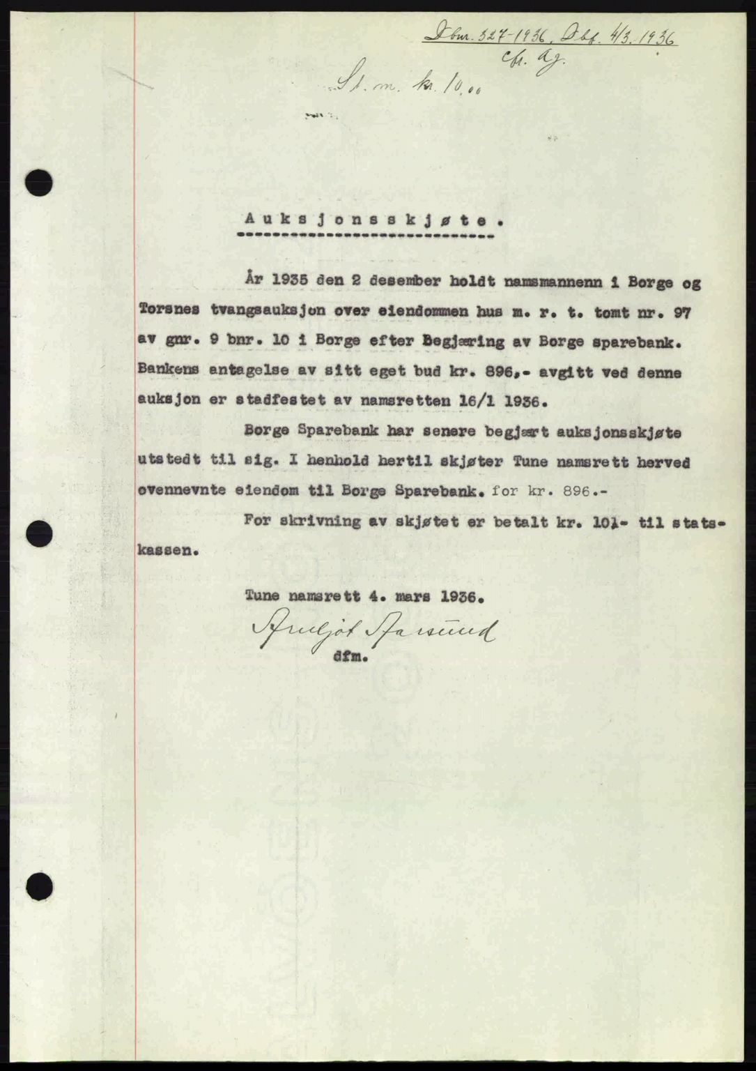 Tune sorenskriveri, AV/SAO-A-10470/G/Gb/Gbg/Gbga/L0001: Mortgage book no. A1-6, 1935-1941, Deed date: 04.03.1936