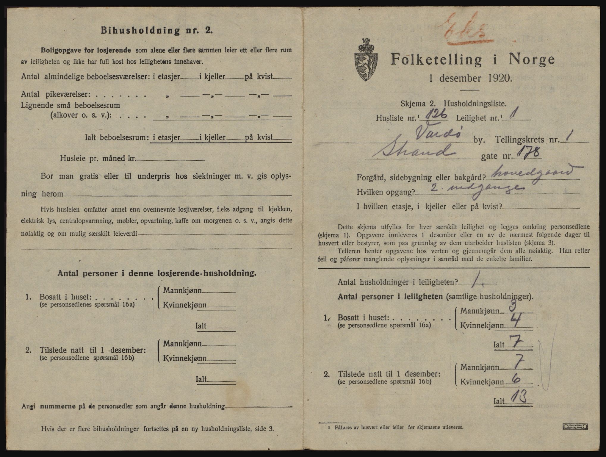 SATØ, 1920 census for Vardø, 1920, p. 1439