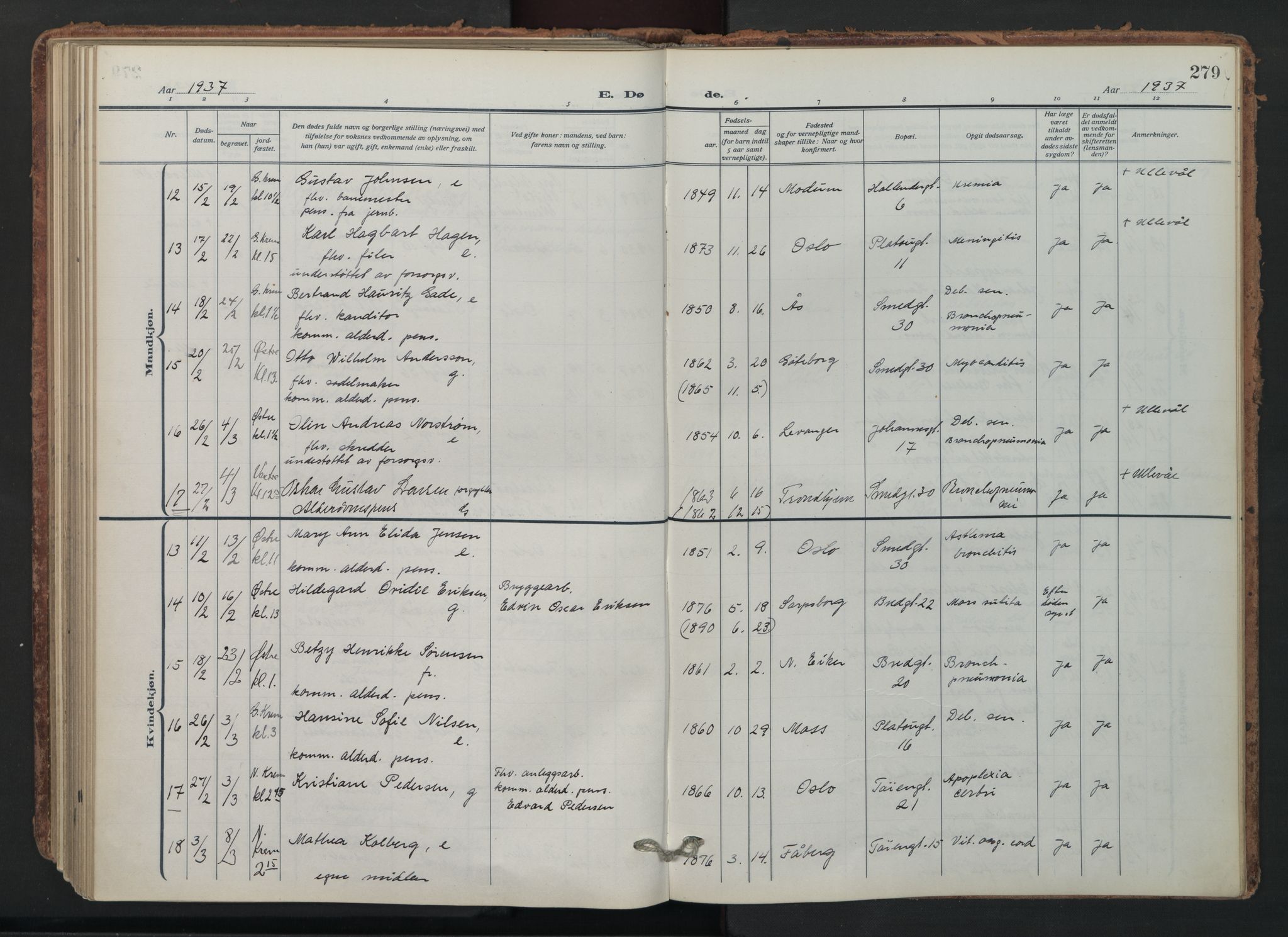 Grønland prestekontor Kirkebøker, AV/SAO-A-10848/F/Fa/L0019: Parish register (official) no. 19, 1918-1938, p. 279