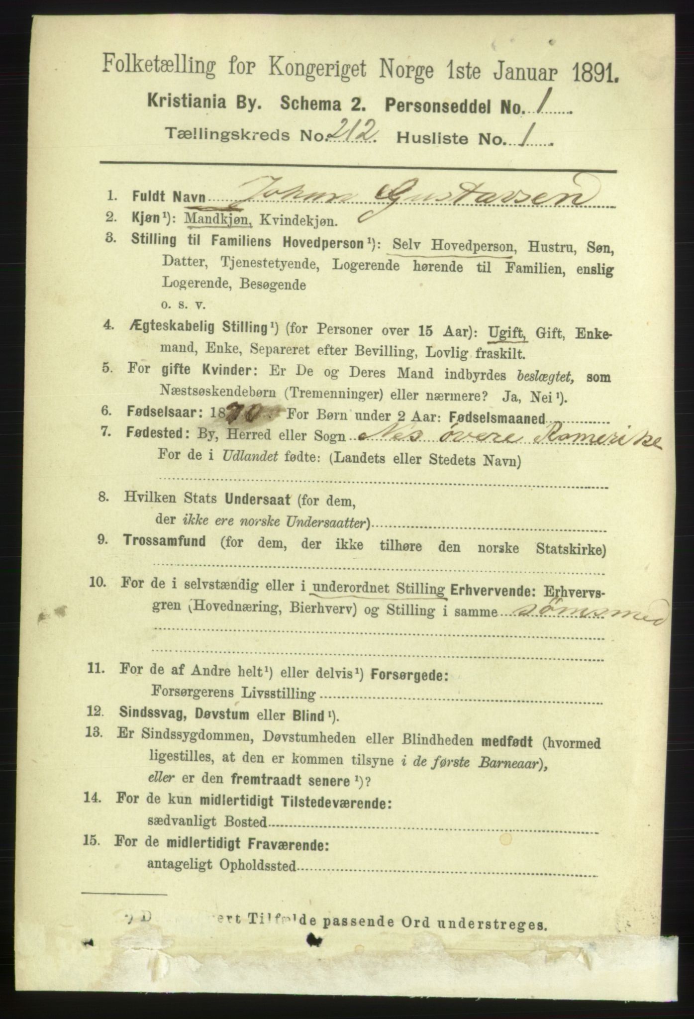 RA, 1891 census for 0301 Kristiania, 1891, p. 126443