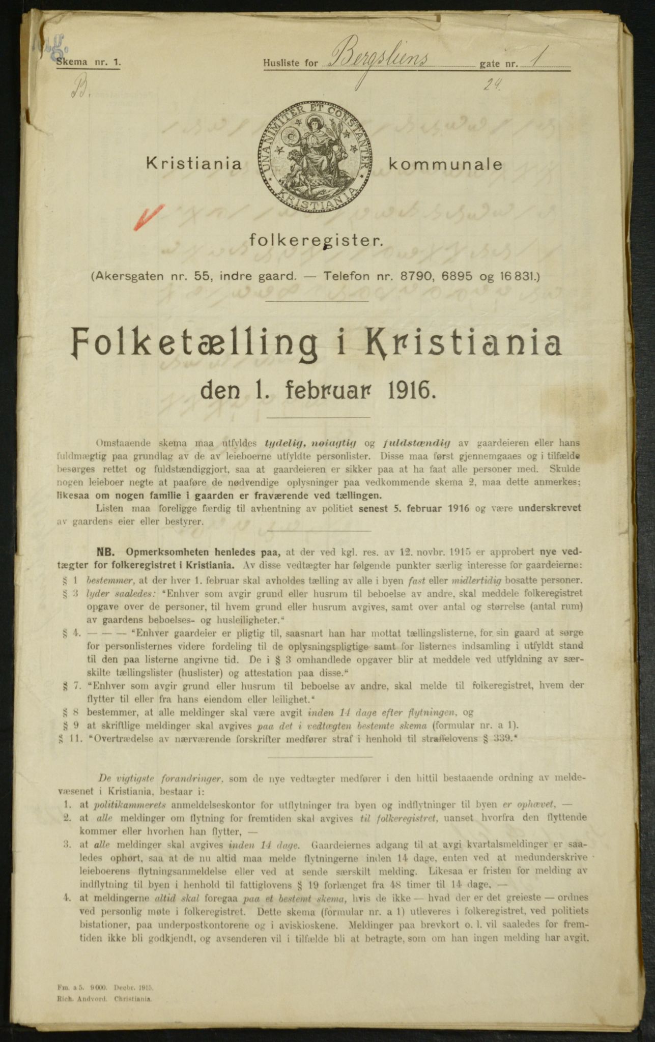 OBA, Municipal Census 1916 for Kristiania, 1916, p. 4066