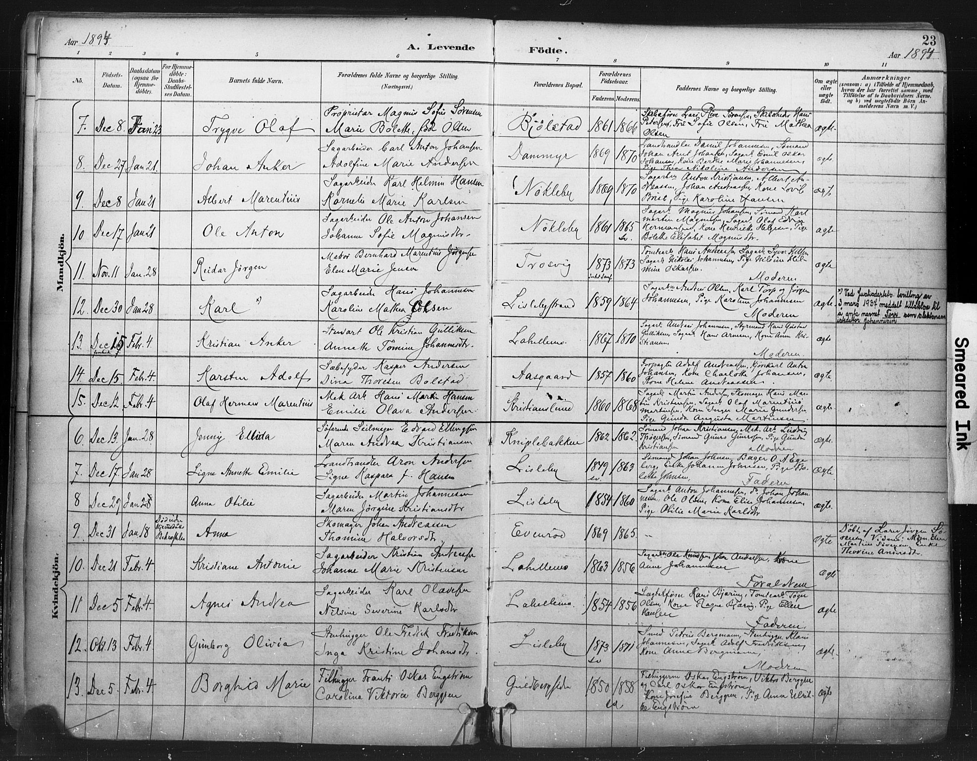 Glemmen prestekontor Kirkebøker, SAO/A-10908/F/Fa/L0013: Parish register (official) no. 13, 1892-1907, p. 23