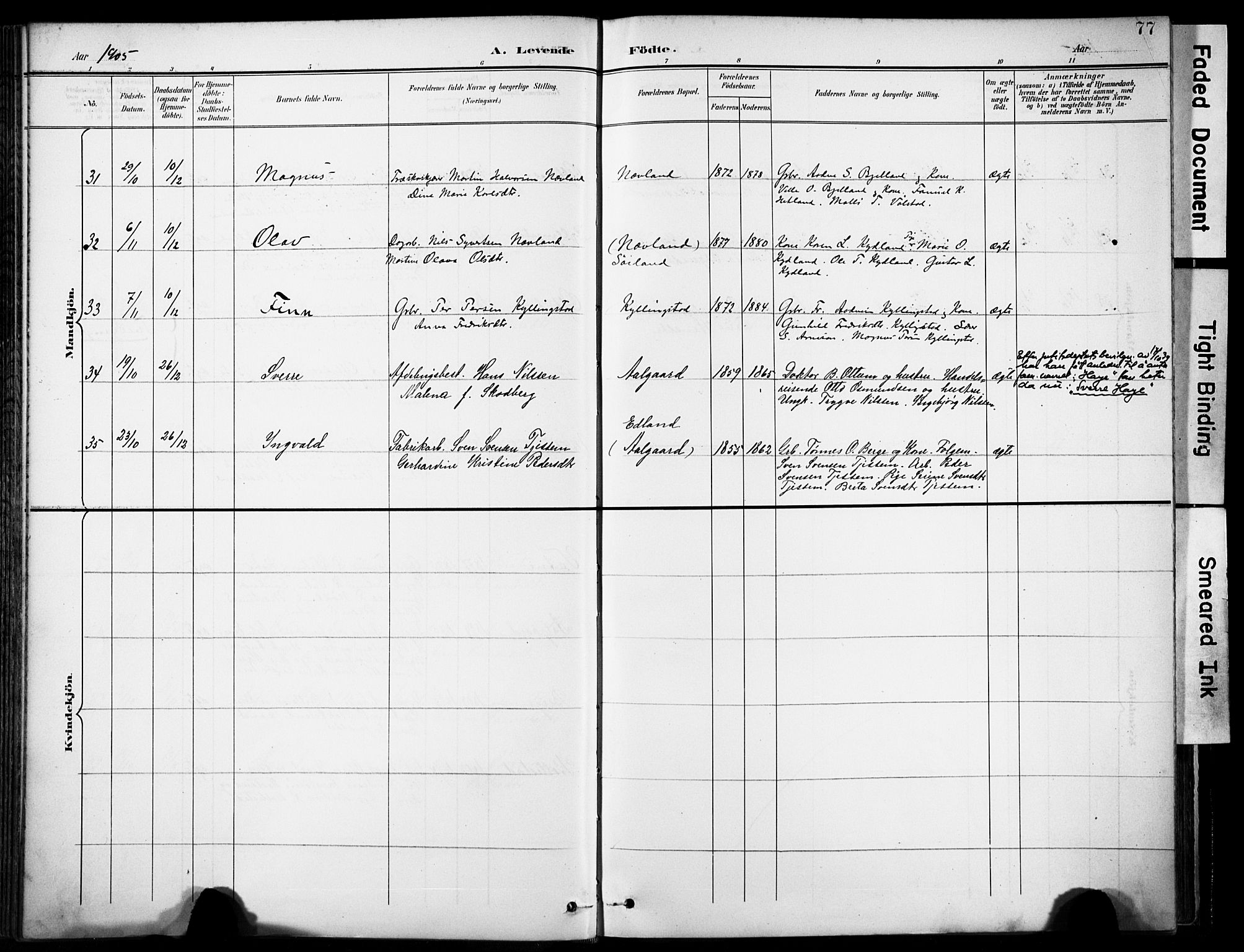 Lye sokneprestkontor, AV/SAST-A-101794/001/30BA/L0012: Parish register (official) no. A 11, 1896-1909, p. 77