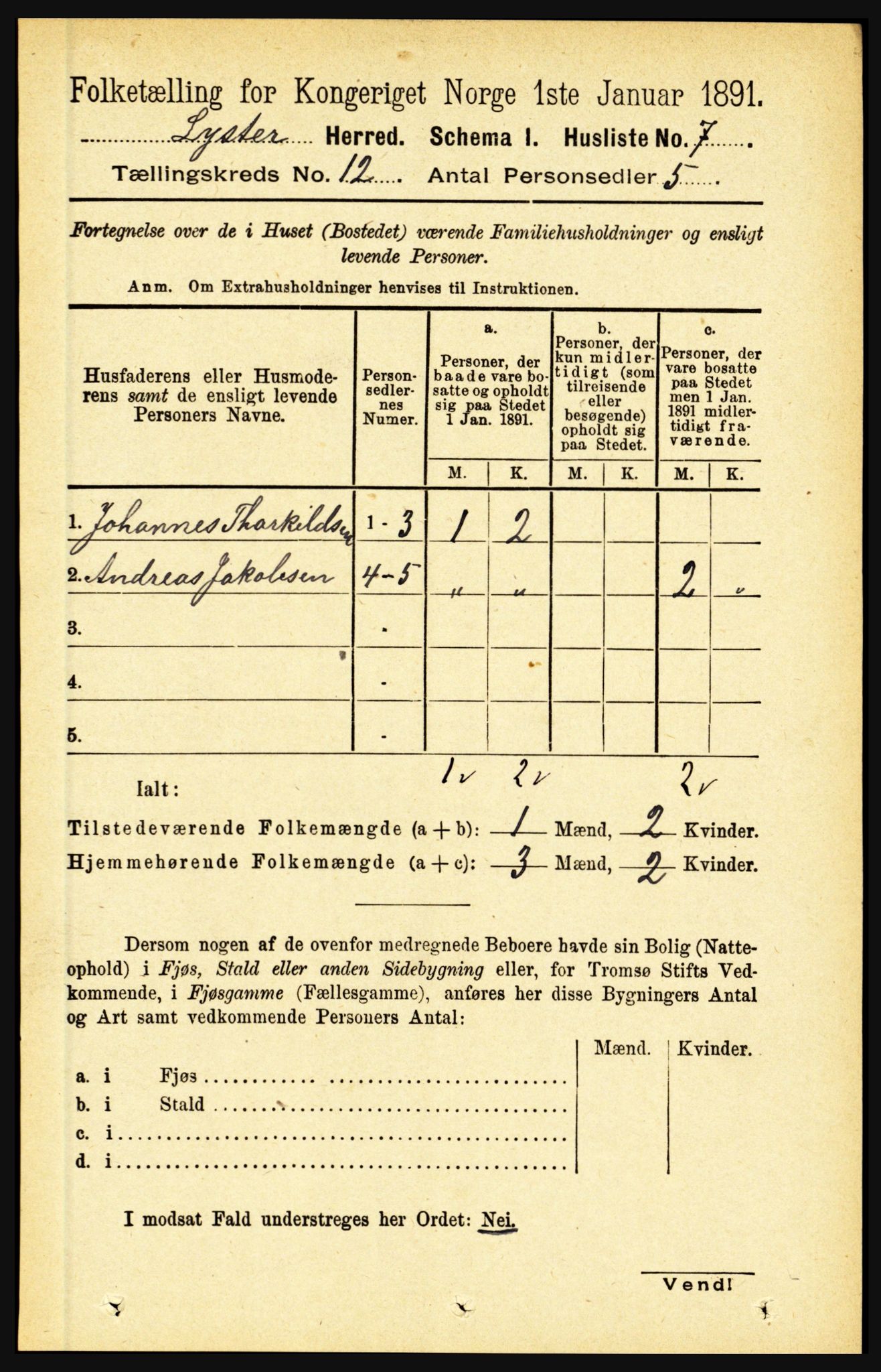 RA, 1891 census for 1426 Luster, 1891, p. 3709