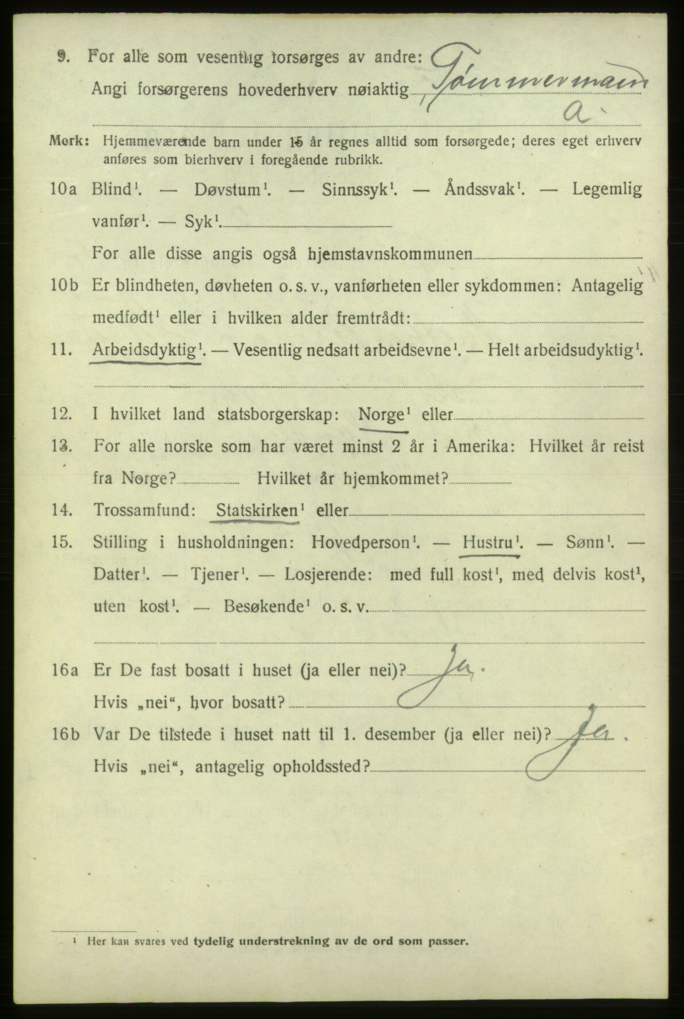 SAB, 1920 census for Ølen, 1920, p. 2306