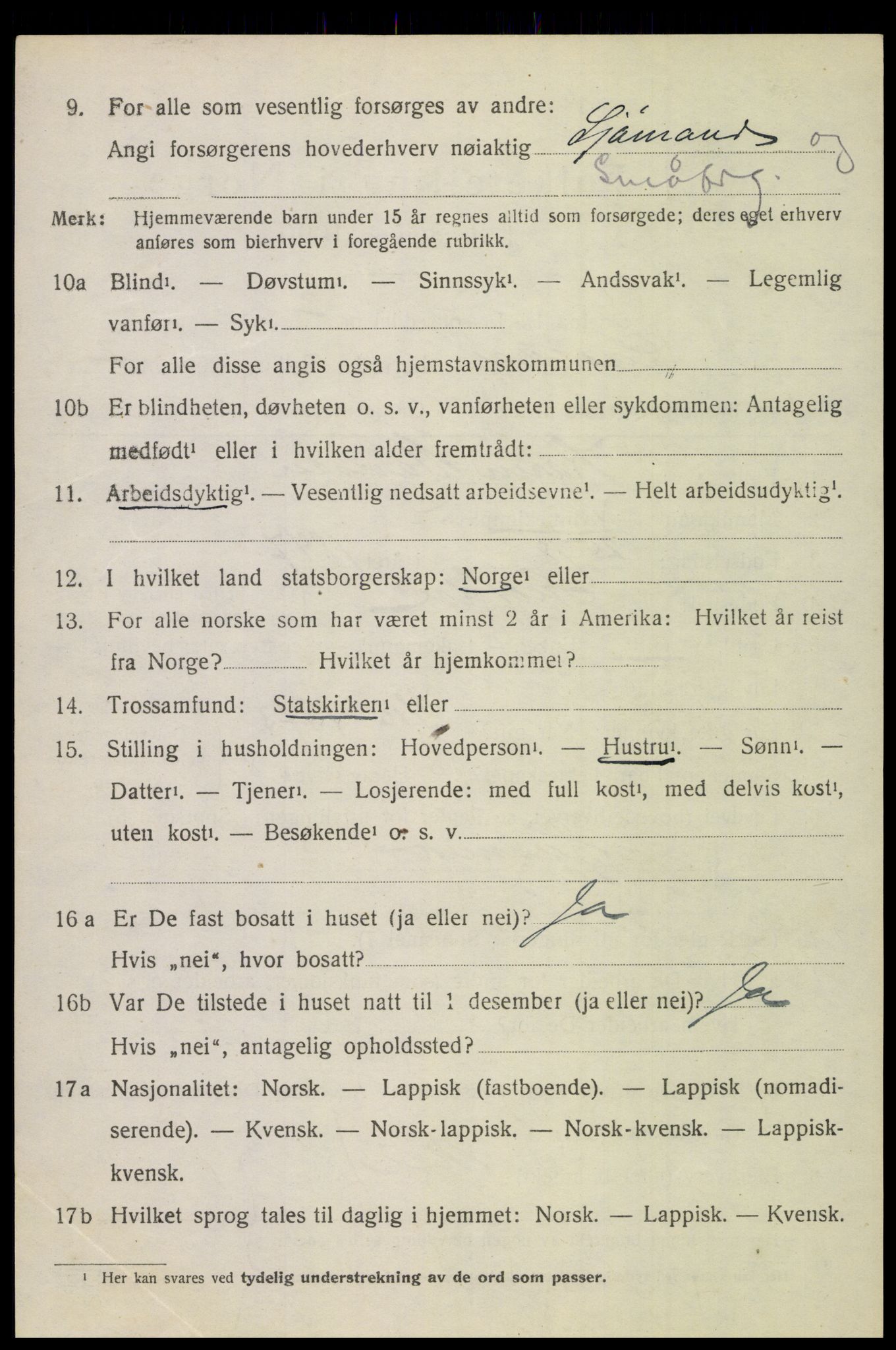 SAT, 1920 census for Saltdal, 1920, p. 3416