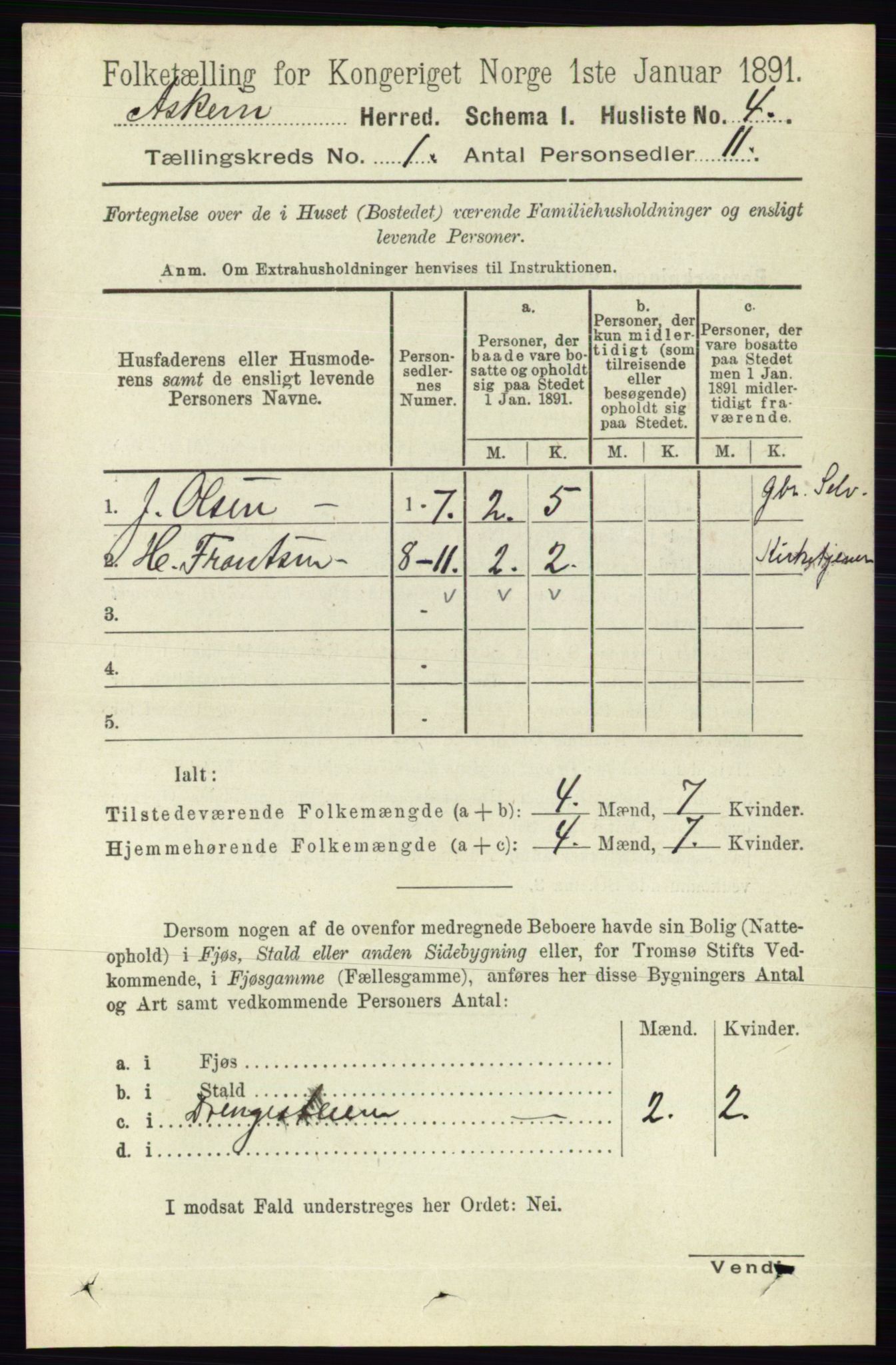 RA, 1891 census for 0124 Askim, 1891, p. 45