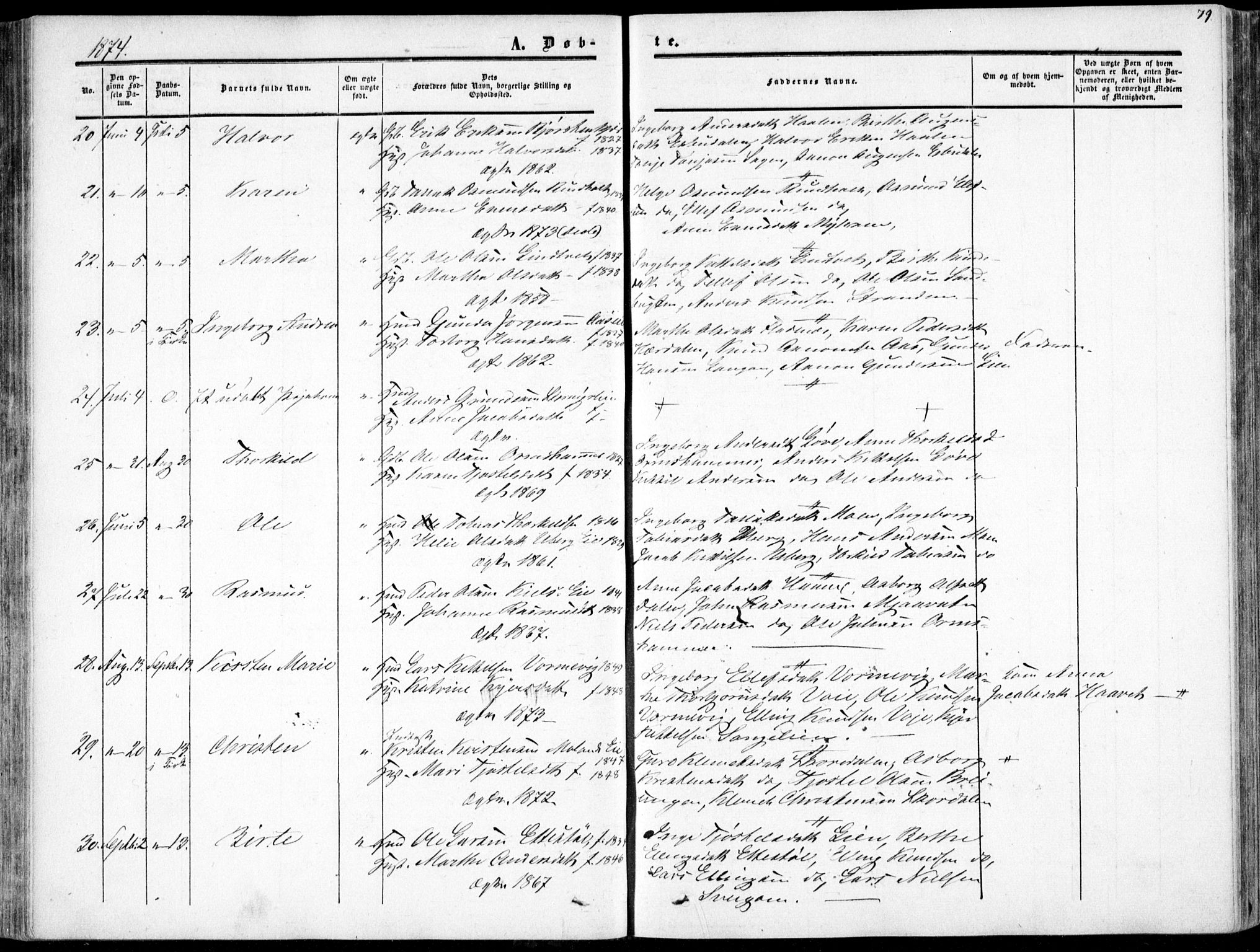 Gjerstad sokneprestkontor, AV/SAK-1111-0014/F/Fa/Fab/L0003: Parish register (official) no. A 3, 1853-1878, p. 79